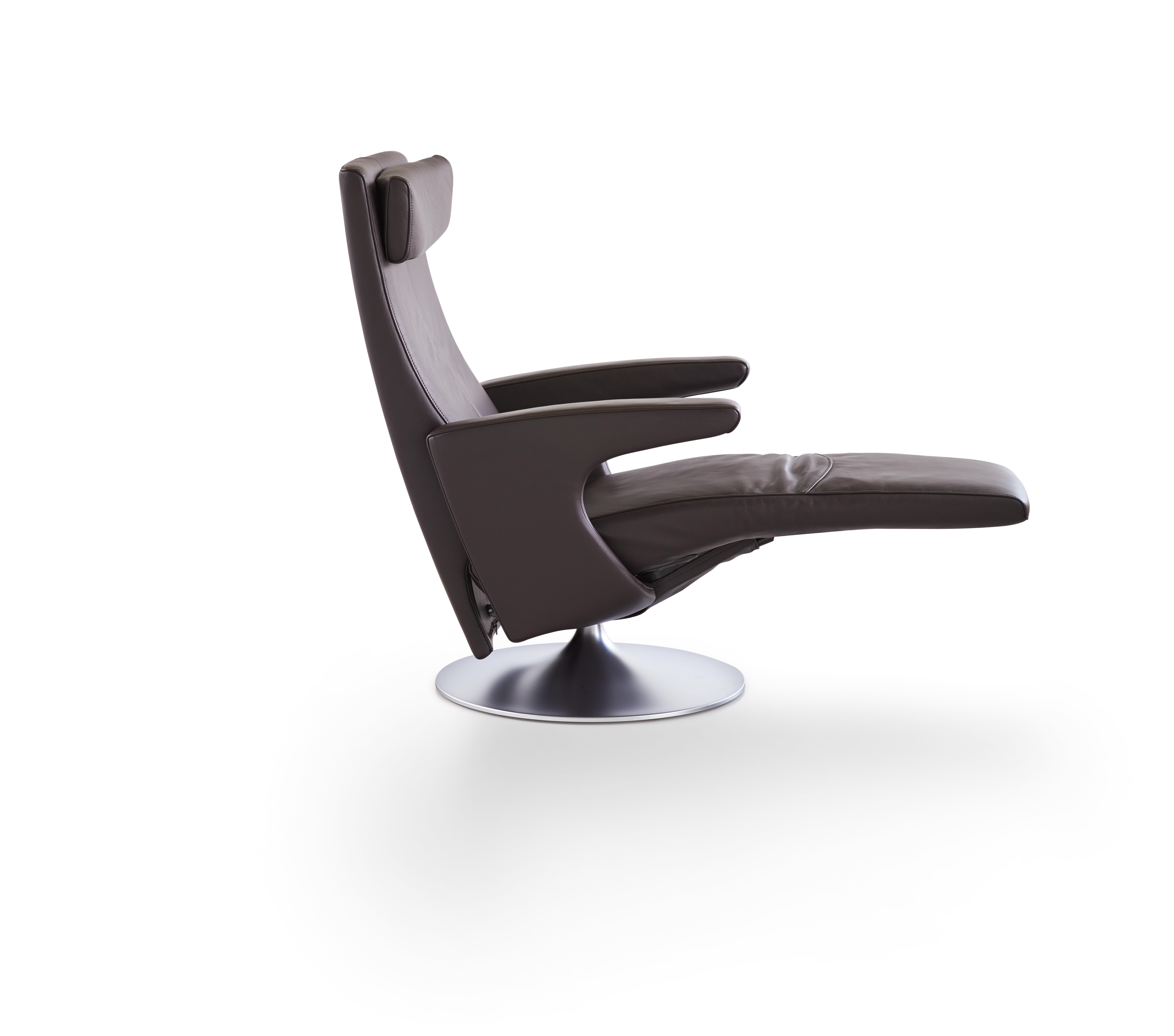 For Sale: Gray (Umbra) Smile Adjustable Rotating Leather Armchair by FSM 2