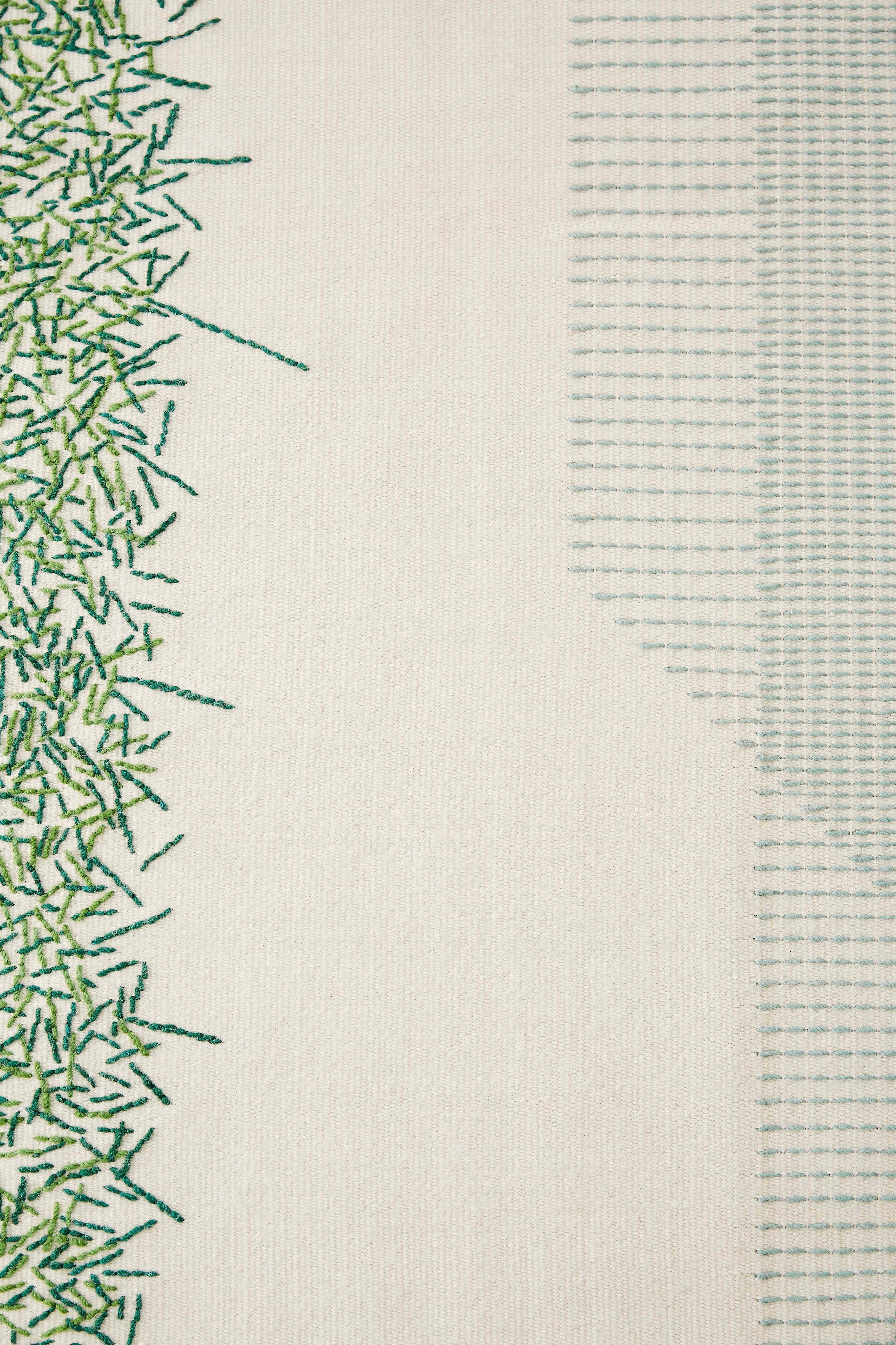 For Sale: Green GAN Handloom Backstitch Calm Large Rug by Raw-Edges 2