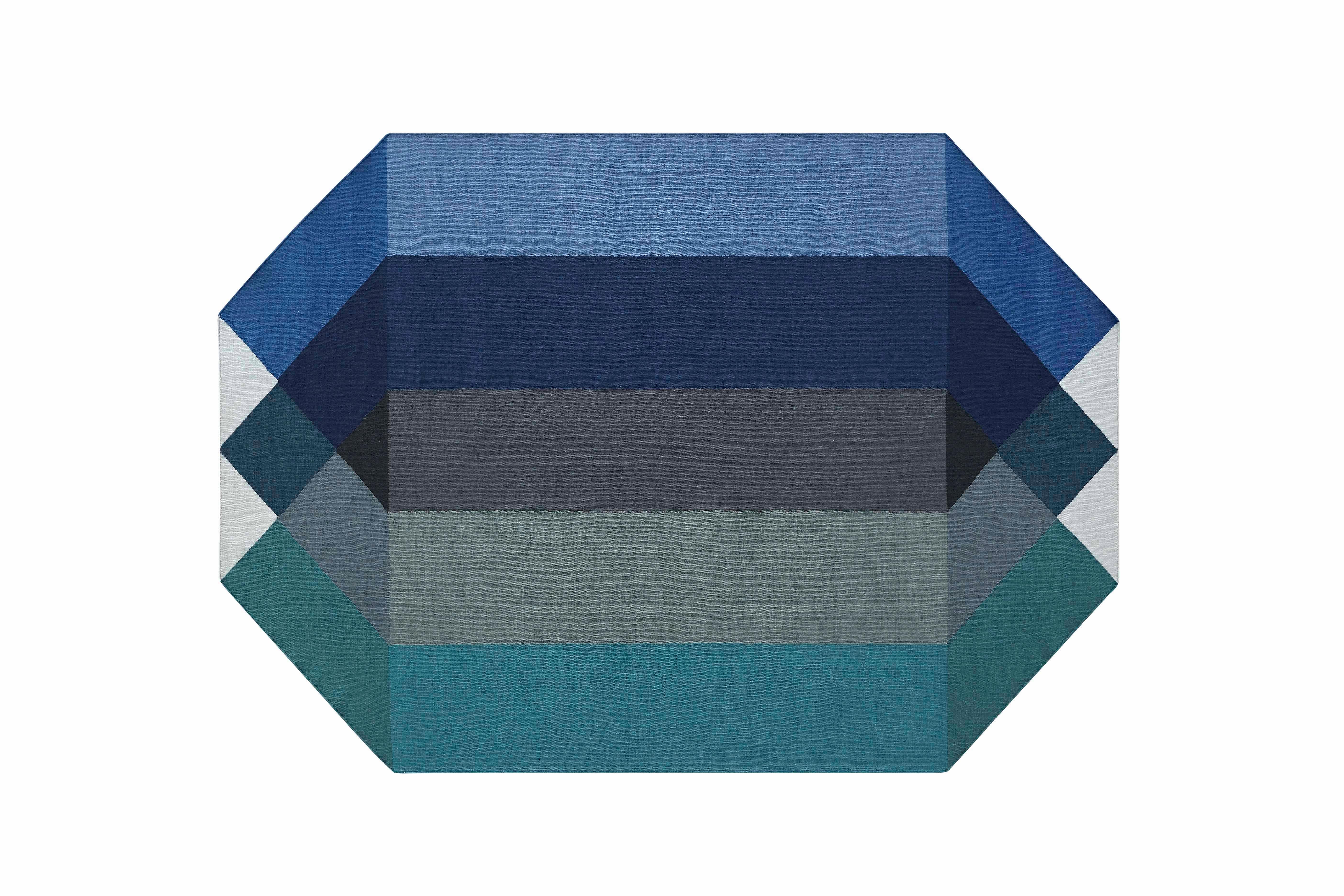 Im Angebot: GAN Kilim Diamond Medium Teppich von Charlotte Lancelot, Multi (Blue Green)