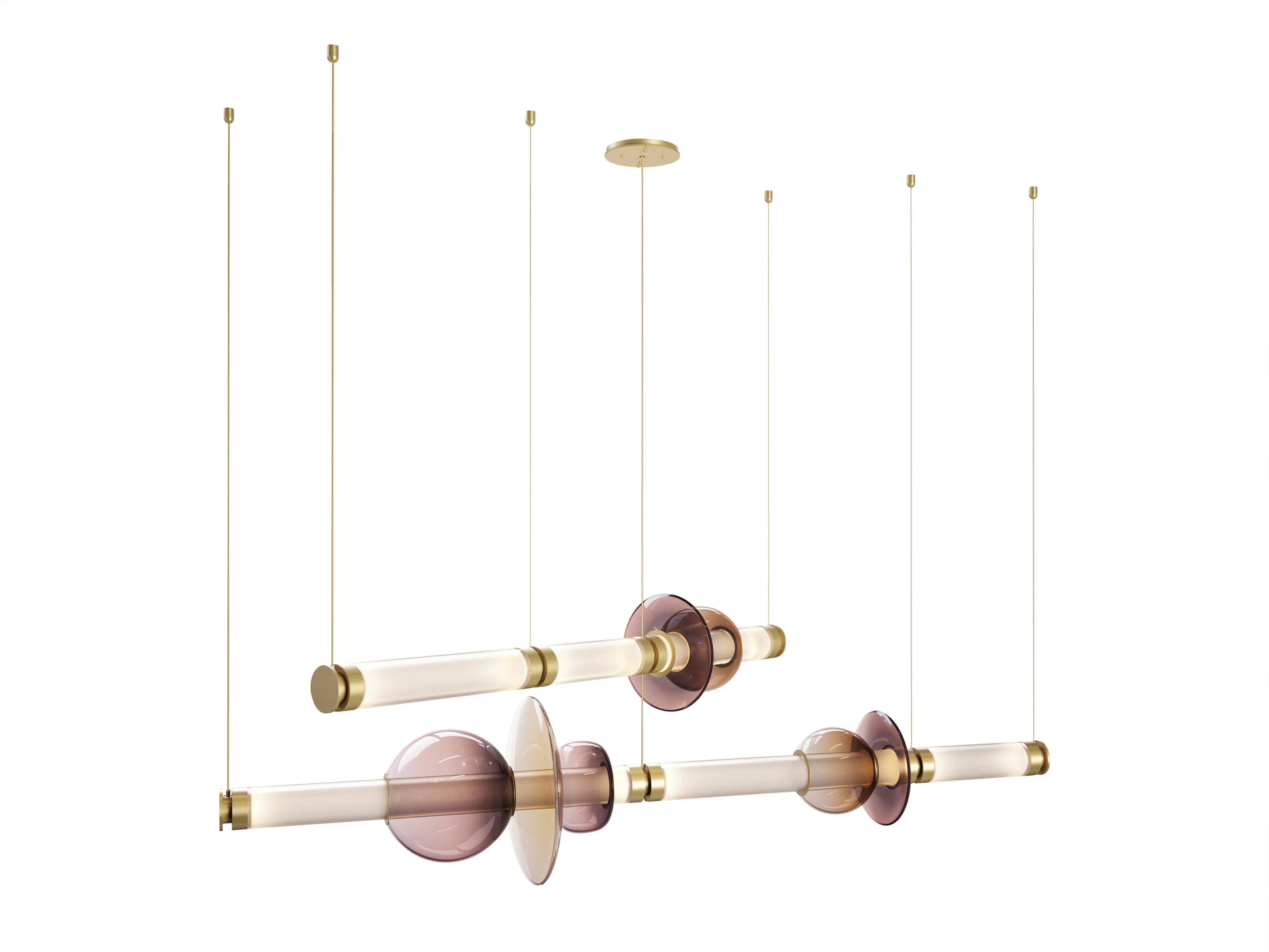 Gold (Satin Brass) Luna Chandelier 2-Tier in Glass and Metal by Gabriel Scott