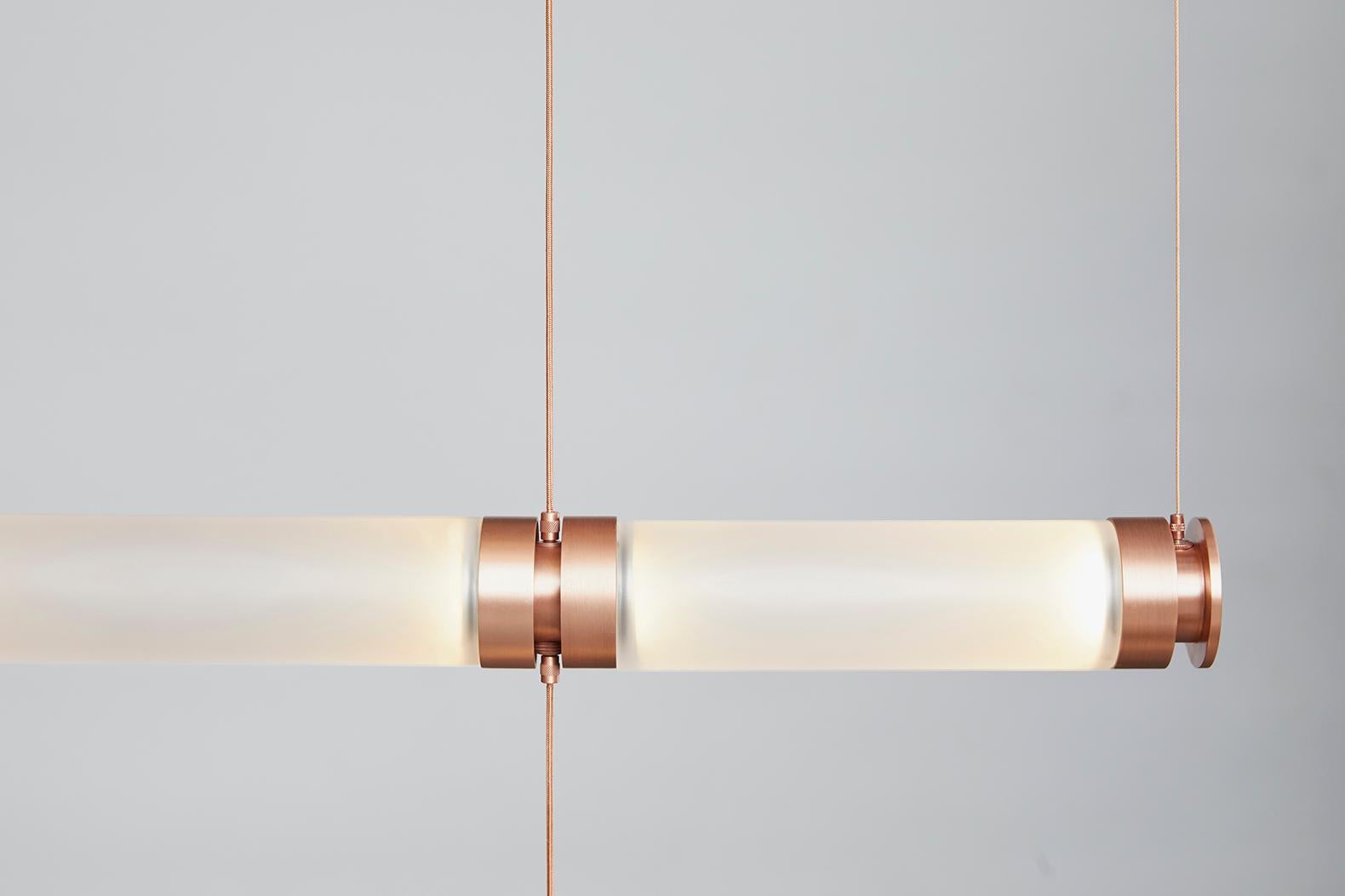 in vendita: Brown (Satin Copper) Lampadario Luna a 3 piani in vetro e metallo di Gabriel Scott 4