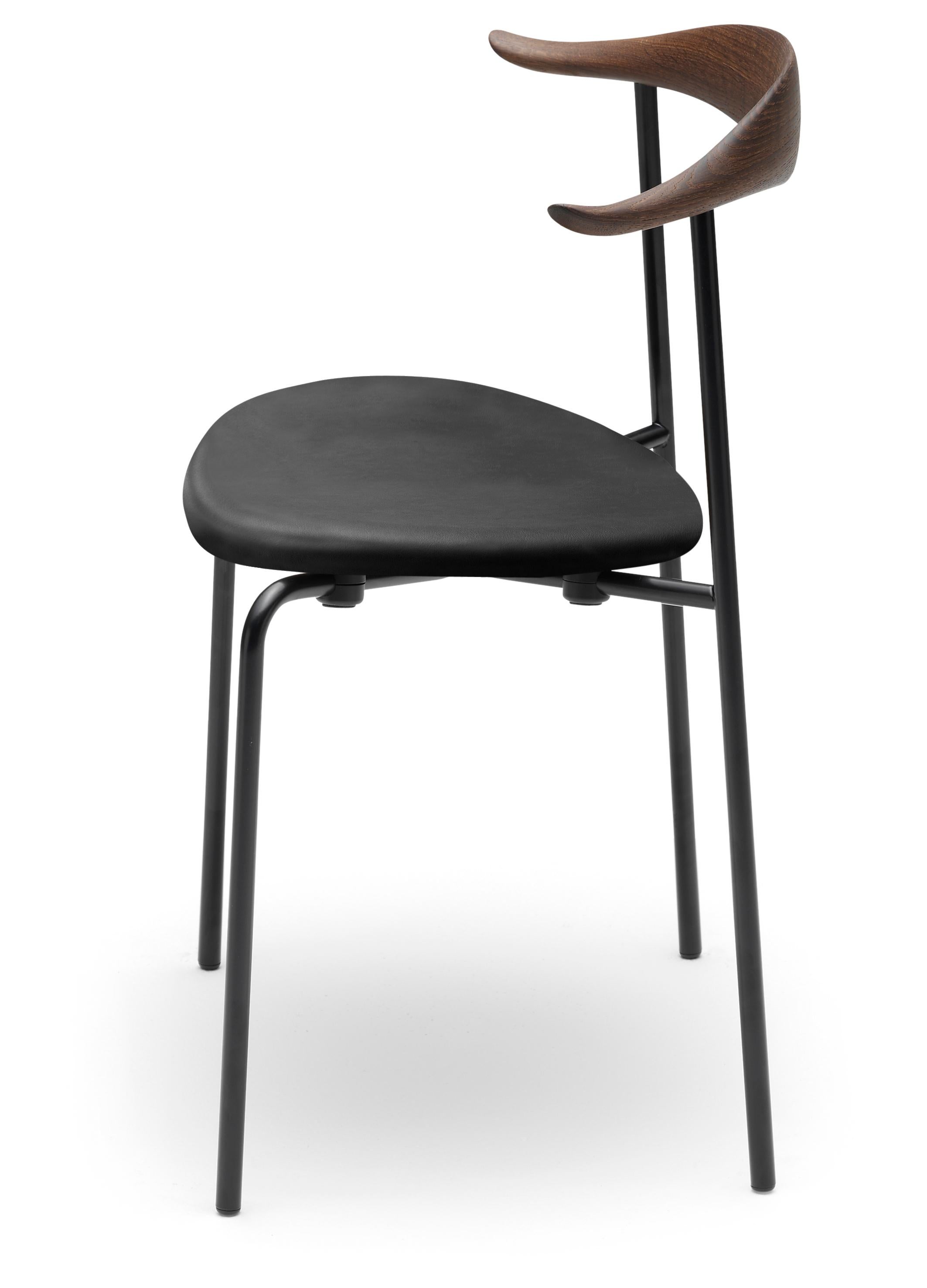 Black (Thor 301) CH88P Dining Chair in Oak Smoked Stain with Steel Base by Hans J. Wegner 2