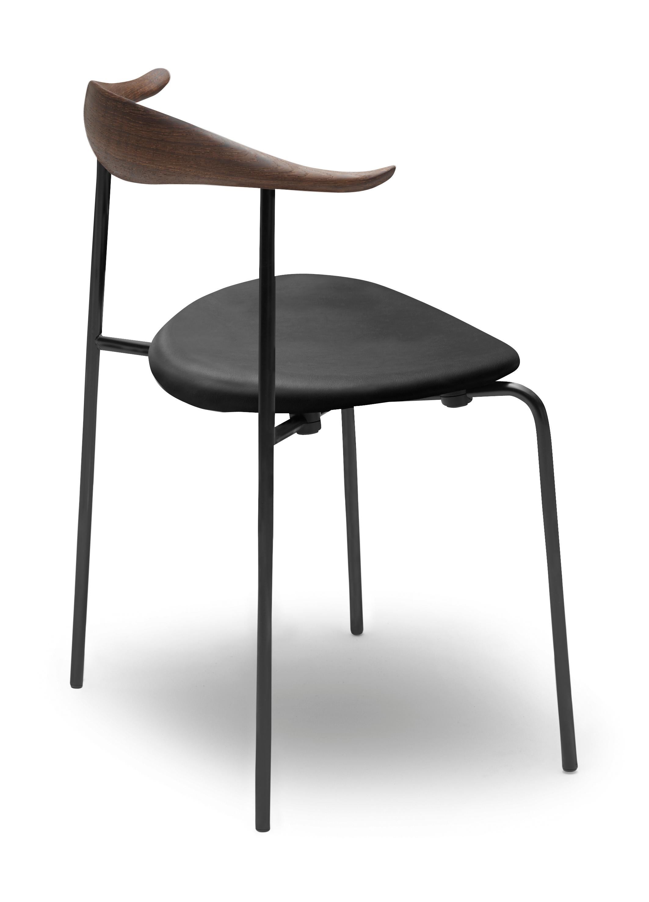 Black (Thor 301) CH88P Dining Chair in Oak Smoked Stain with Steel Base by Hans J. Wegner 3
