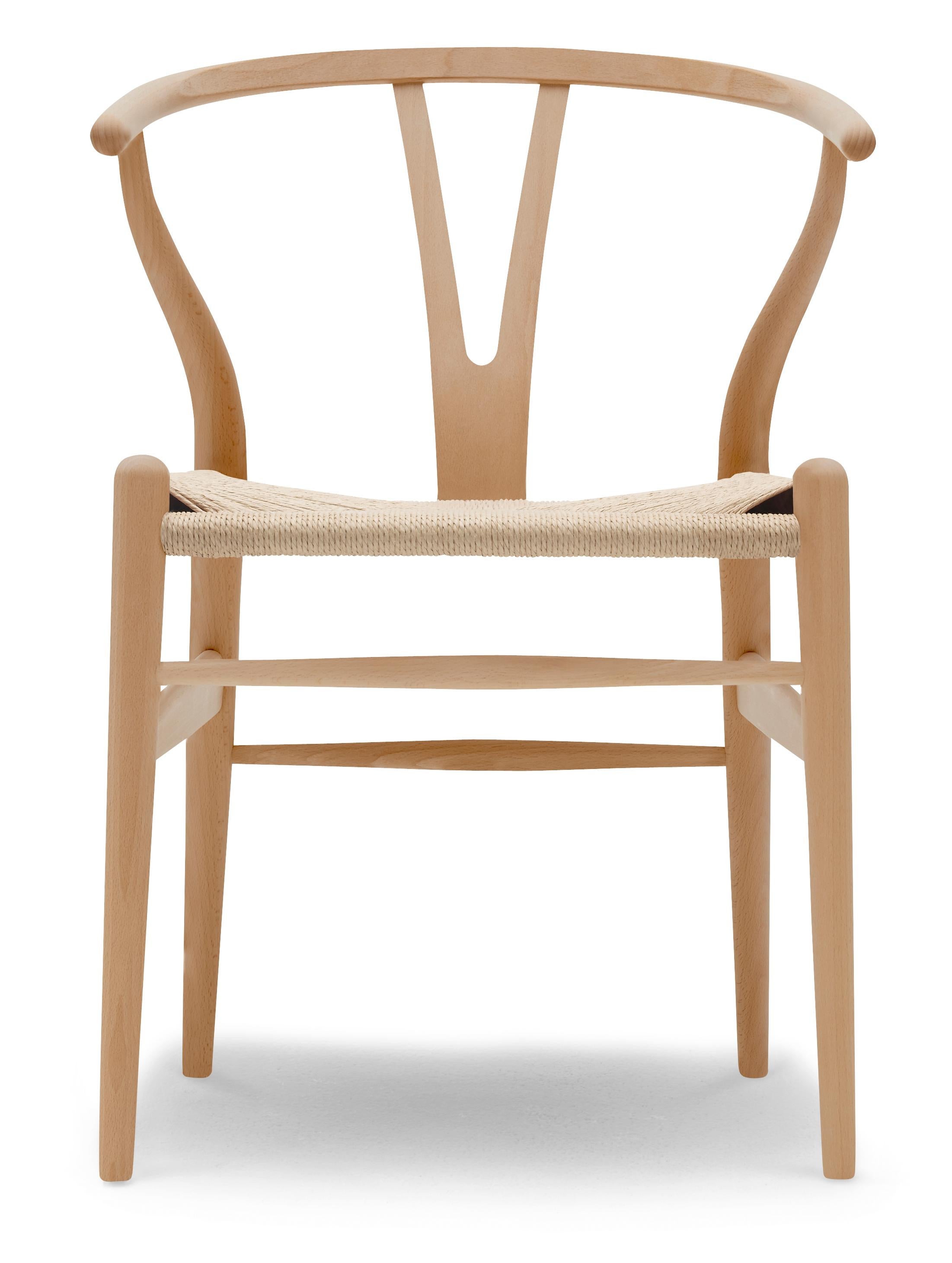 Brown (Beech Lacquer) CH24 Wishbone Chair in Wood Finishes with Natural Papercord Seat by Hans Wegner