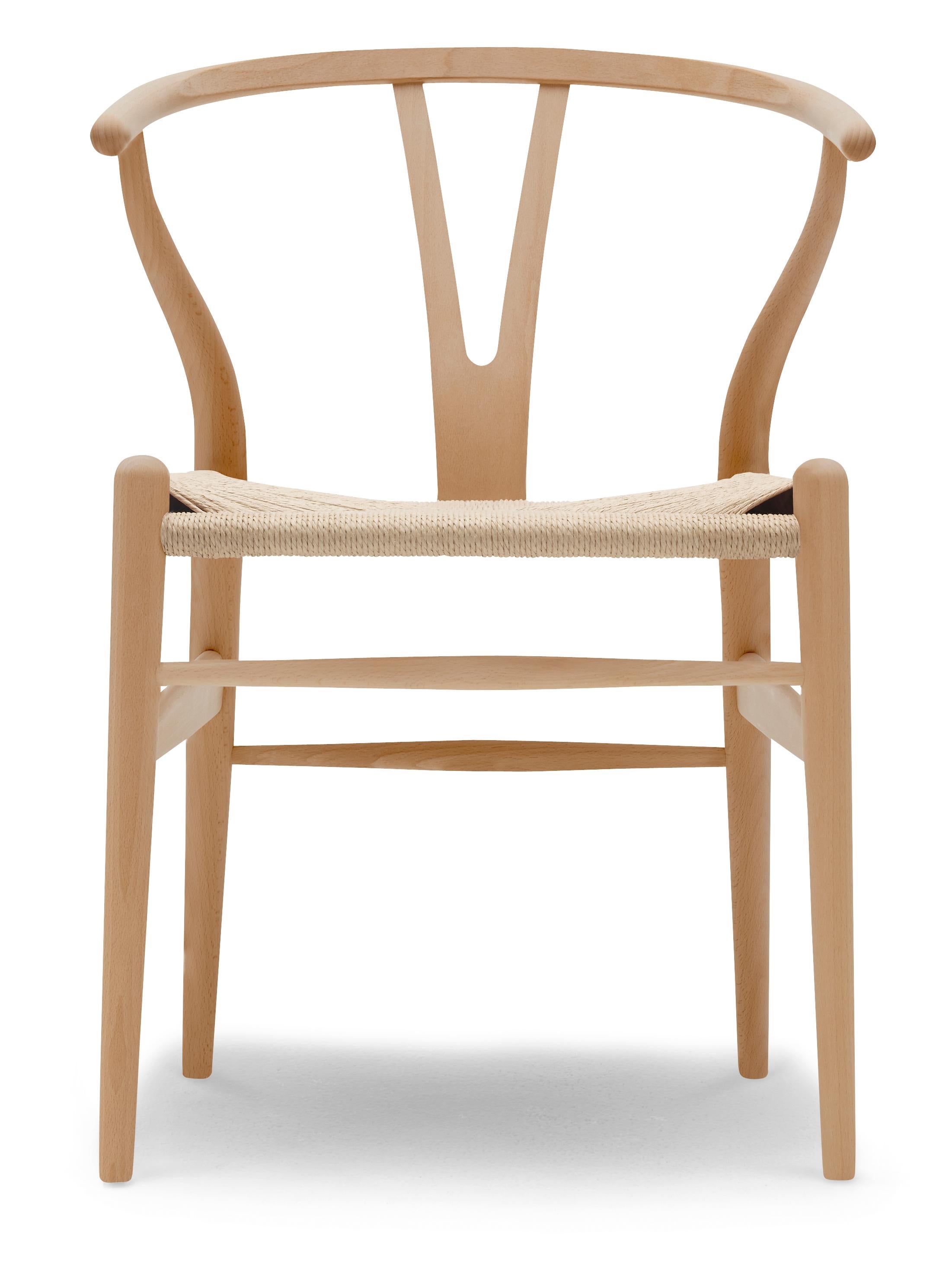 CH24 Wishbone-Stuhl in Holzausführung mit Sitz aus natürlichem Papierkordel von Hans Wegner, Brown(Beech Lacquer)