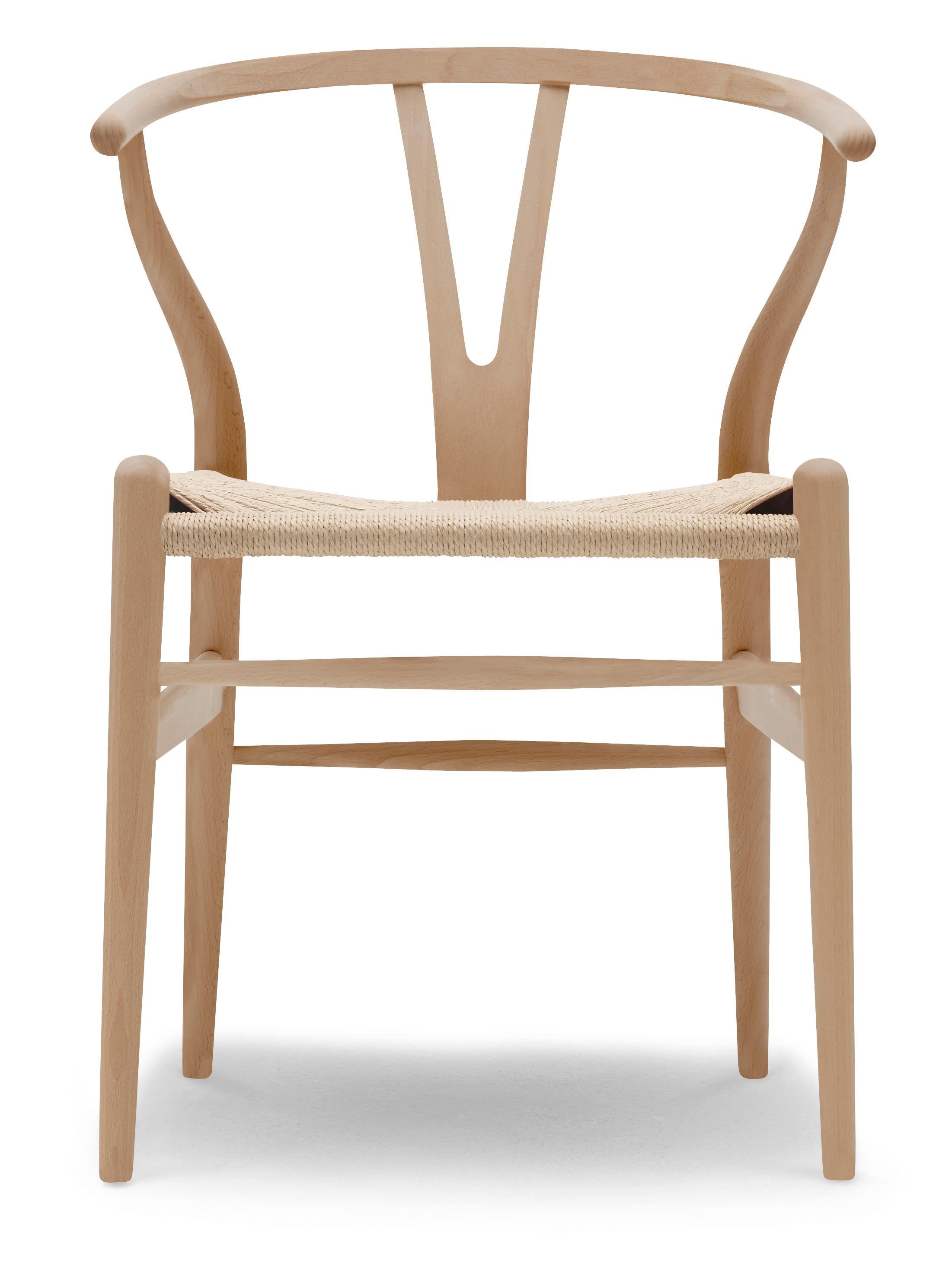 CH24 Wishbone-Stuhl in Holzausführung mit Sitz aus natürlichem Papierkordel von Hans Wegner, Brown(Beech Oil)