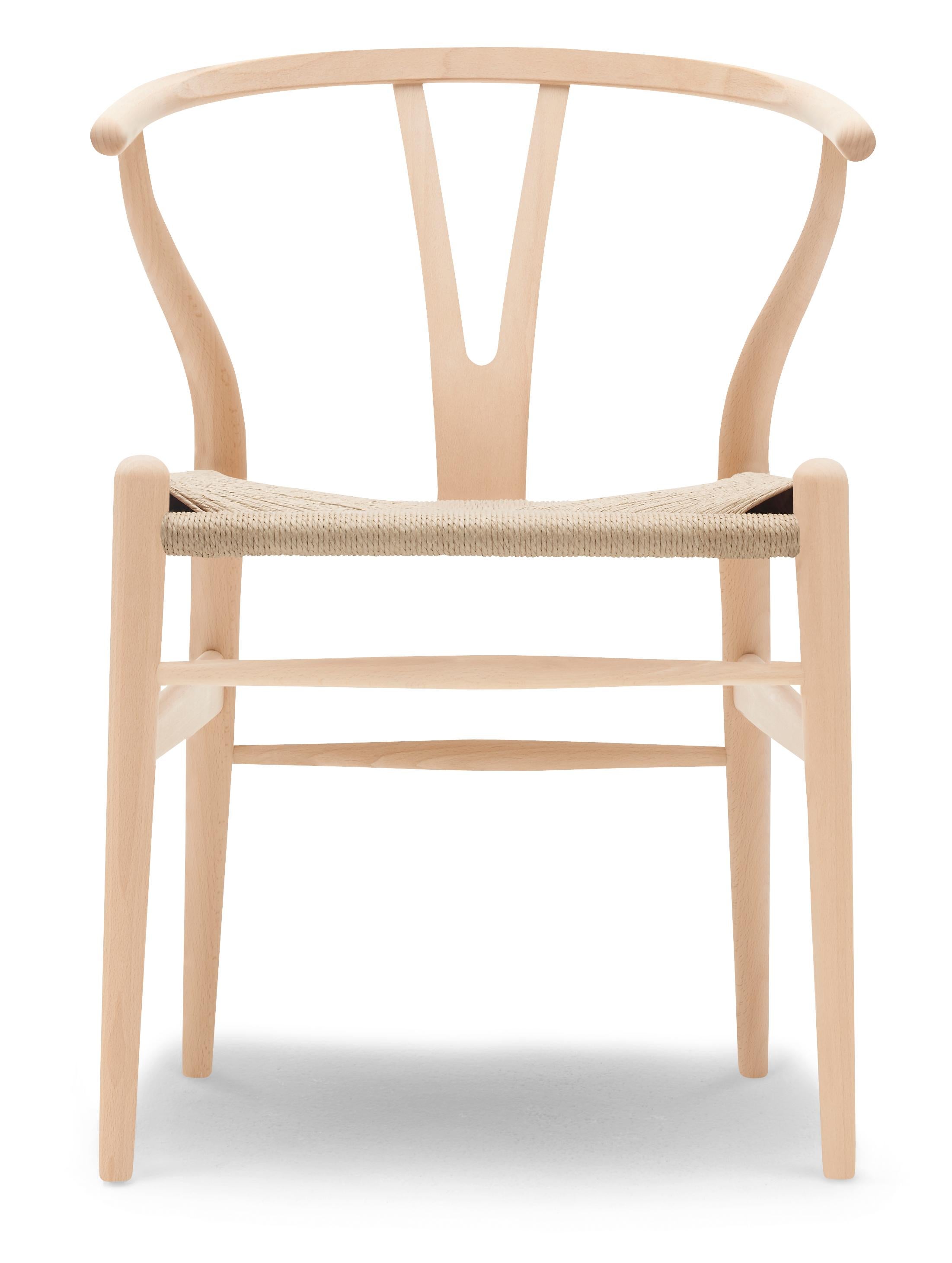 CH24 Wishbone-Stuhl in Holzausführung mit Sitz aus natürlichem Papierkordel von Hans Wegner, Beige(Beech Soap)