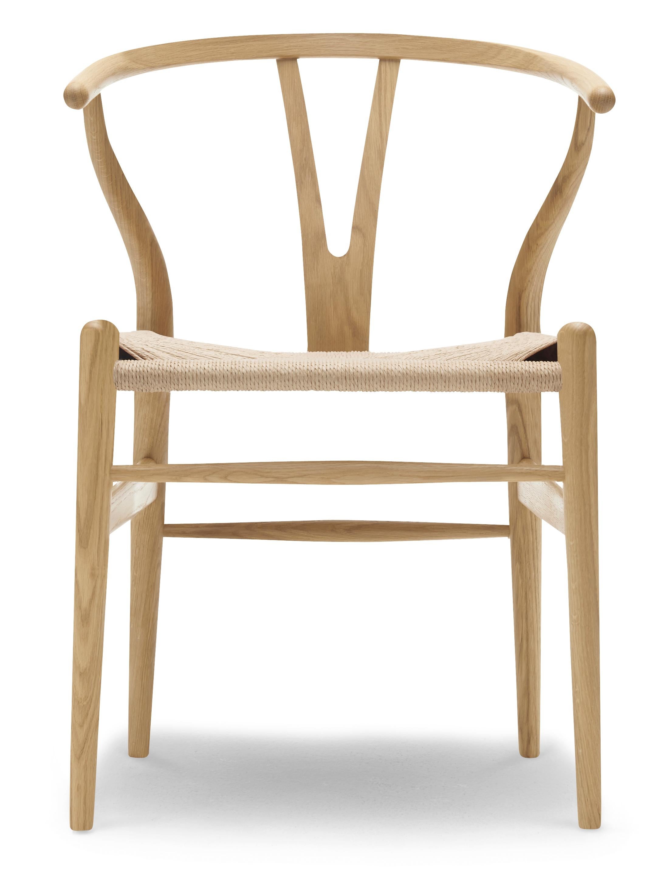 Brown (Oak Lacquer) CH24 Wishbone Chair in Wood Finishes with Natural Papercord Seat by Hans Wegner