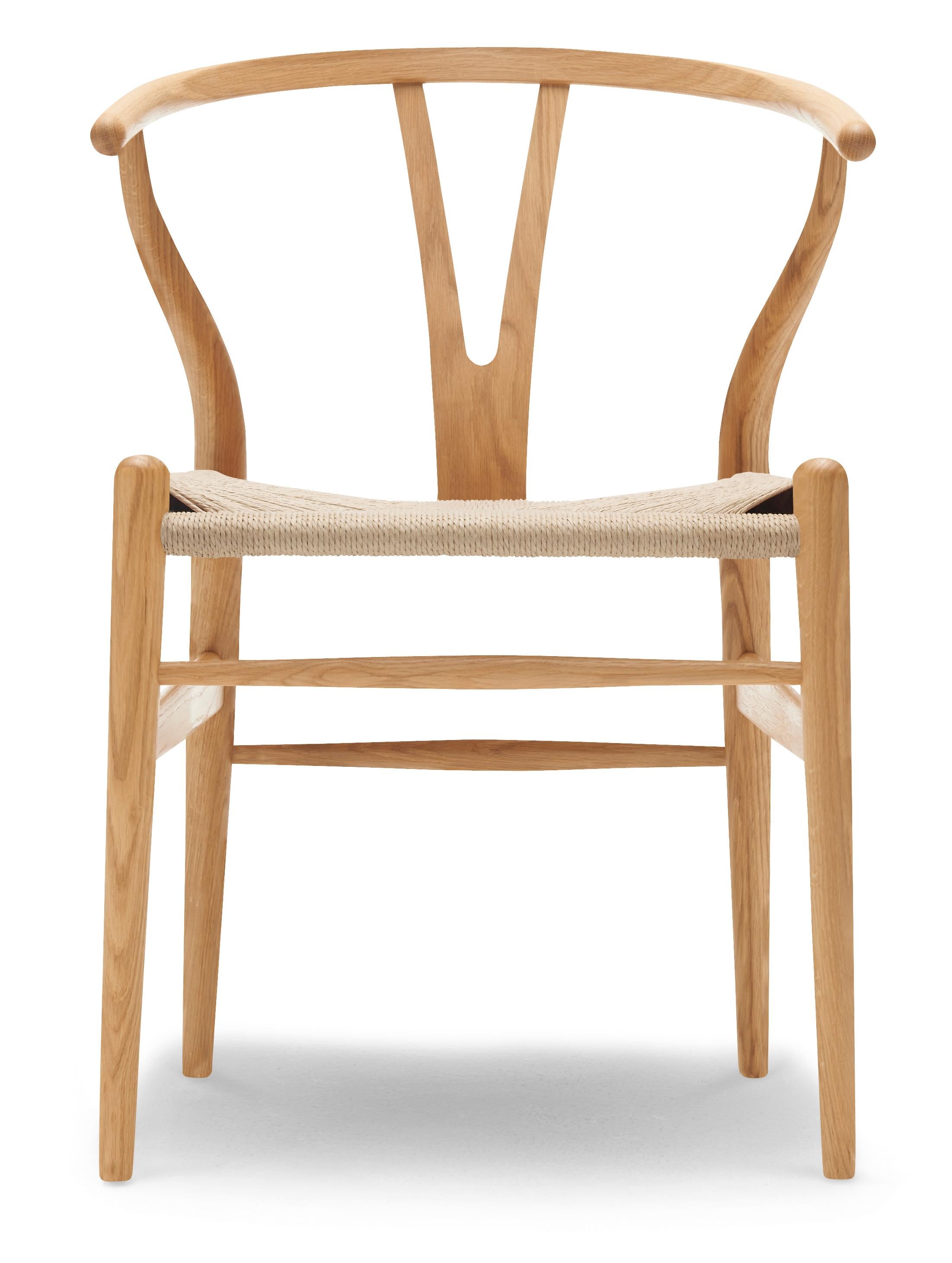 Brown (Oak Oil) CH24 Wishbone Chair in Wood Finishes with Natural Papercord Seat by Hans Wegner