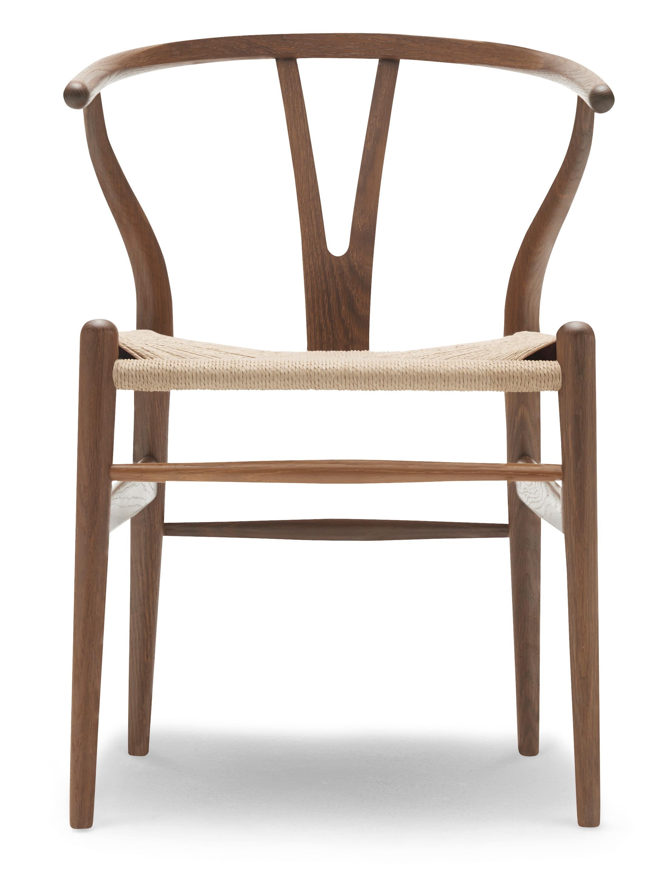 CH24 Wishbone-Stuhl in Holzausführung mit Sitz aus natürlichem Papierkordel von Hans Wegner, Brown(Oak Smoked Oil)