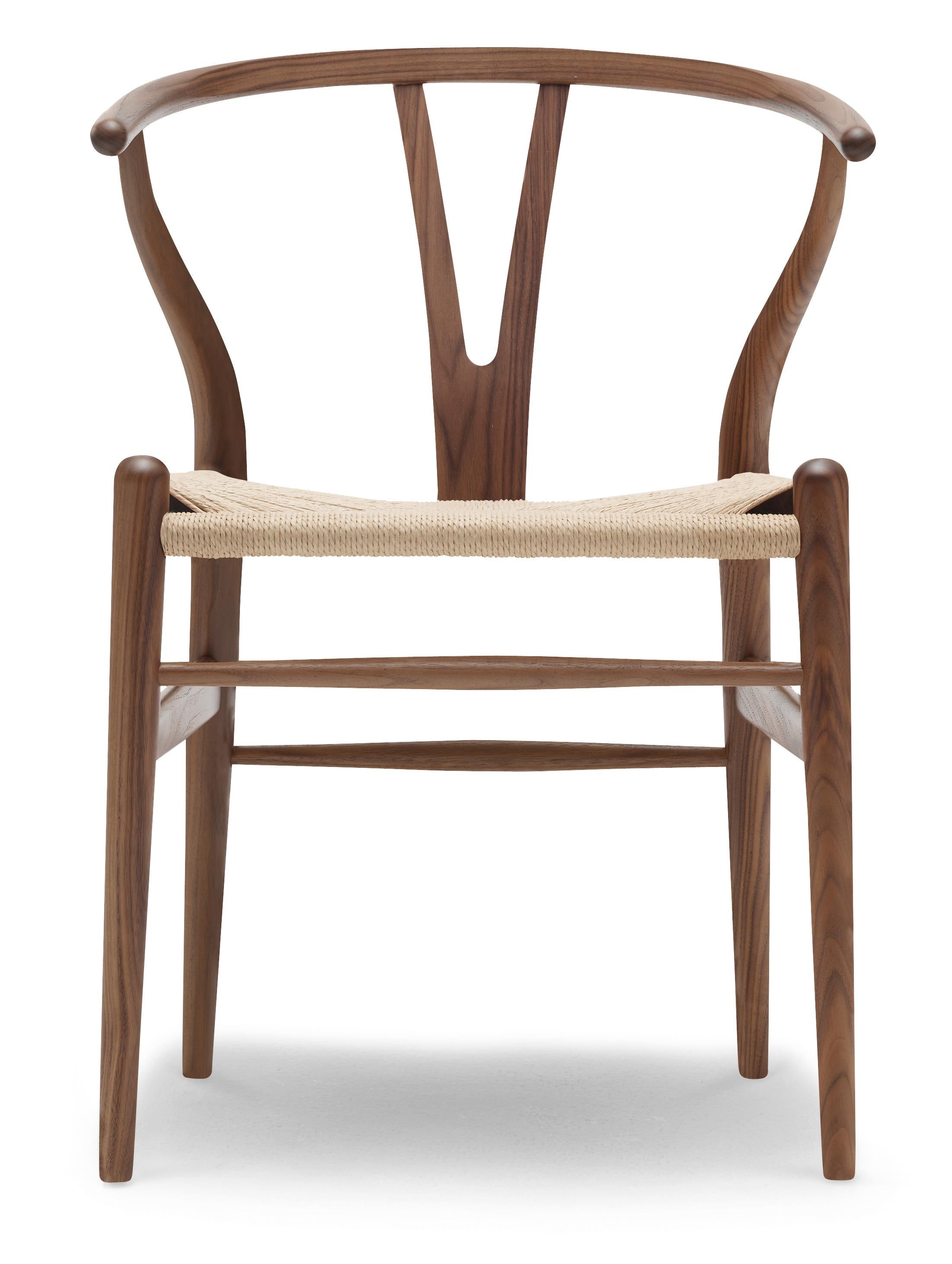 Brown (Walnut Oil) CH24 Wishbone Chair in Wood Finishes with Natural Papercord Seat by Hans Wegner