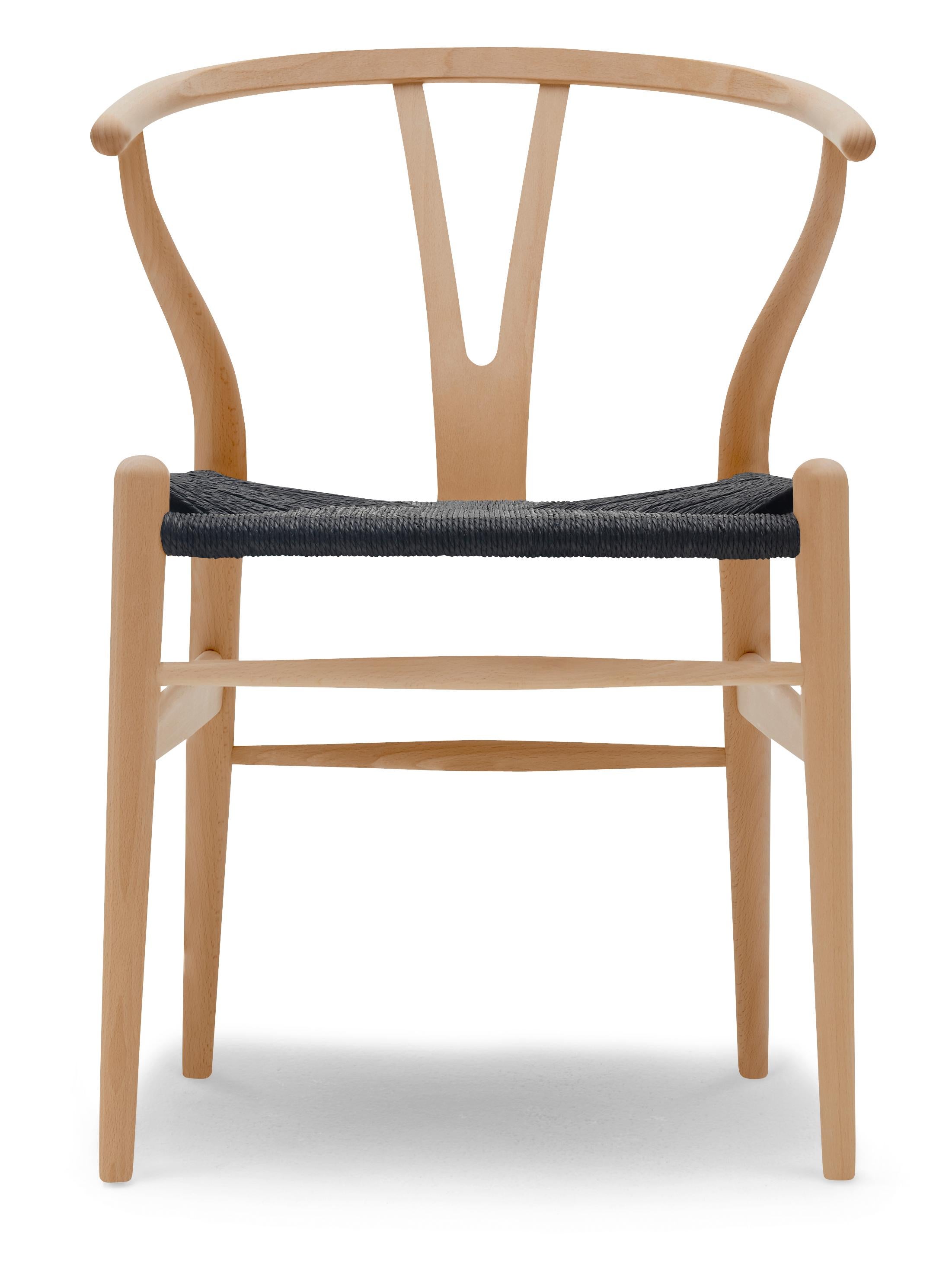 Brown (Beech Lacquer) CH24 Wishbone Chair in Wood Finishes with Black Papercord Seat by Hans J. Wegner