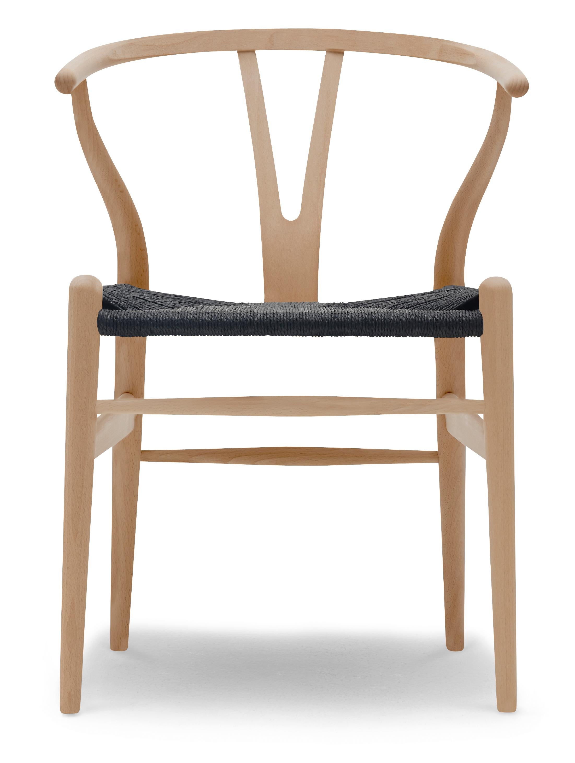 Brown (Beech Oil) CH24 Wishbone Chair in Wood Finishes with Black Papercord Seat by Hans J. Wegner