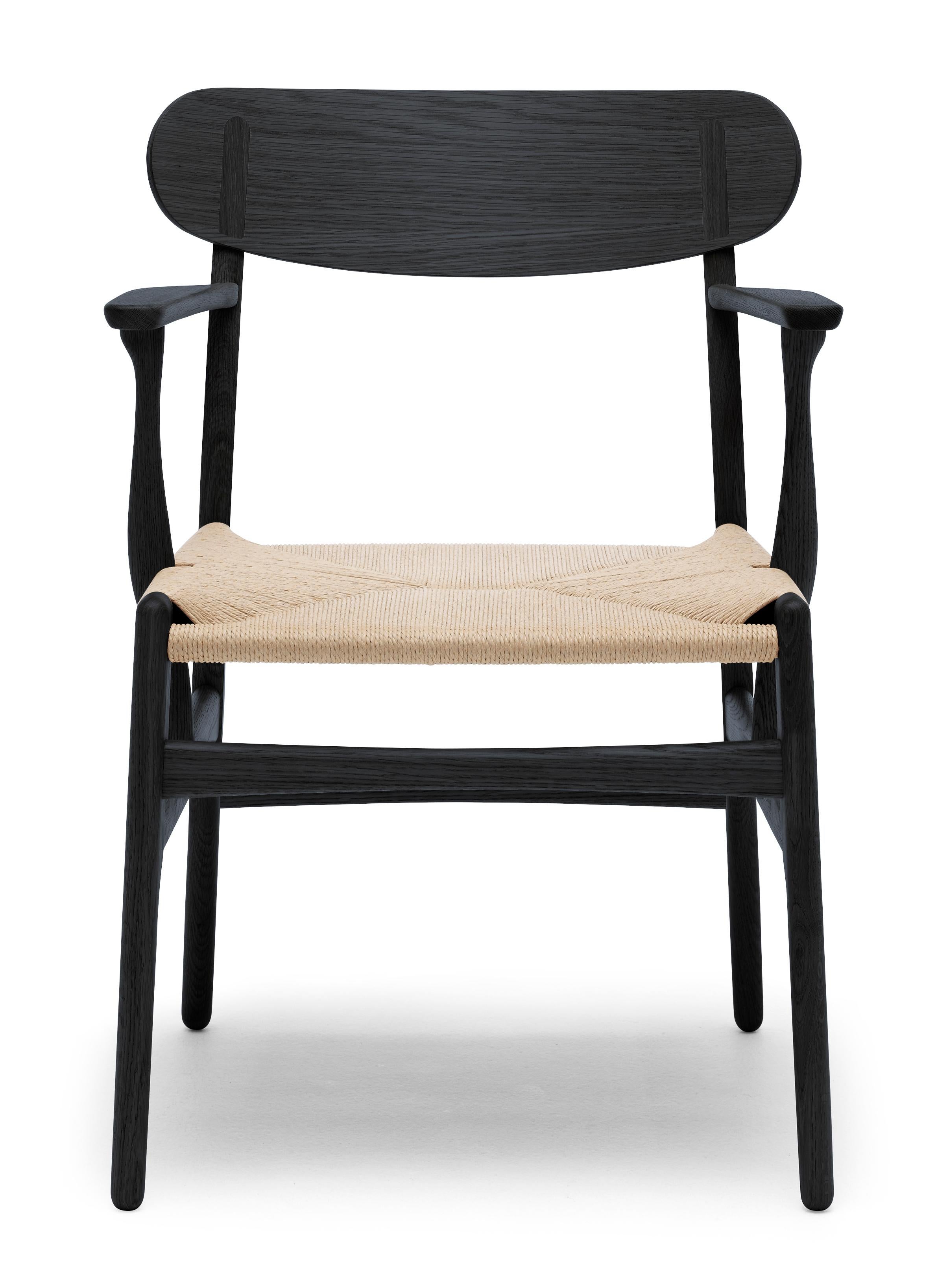 Black (Oak Painted blacks9000-N) CH26 Dining Chair in Wood Finishes with Natural Papercord Seat by Hans J. Wegner