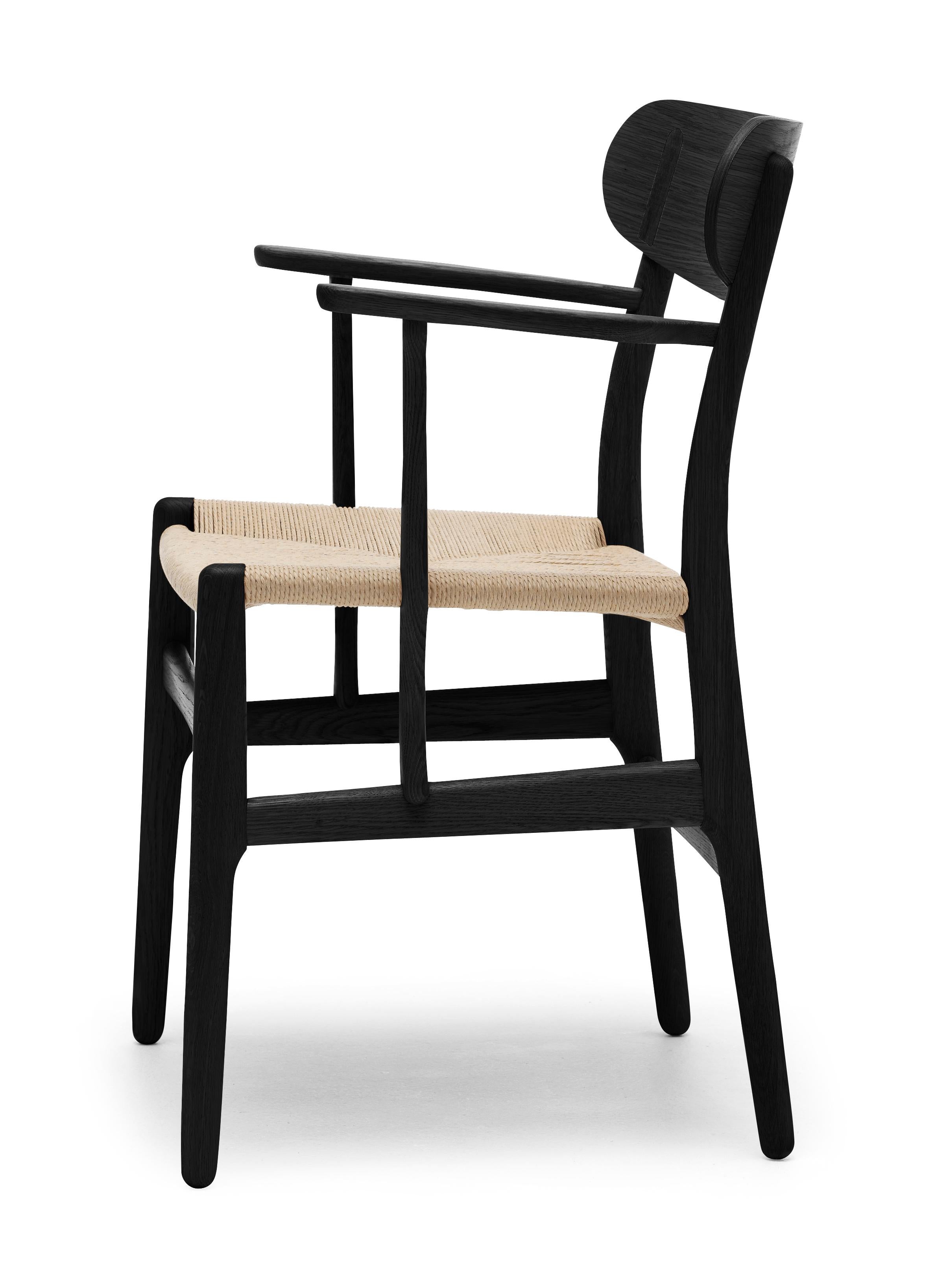 Black (Oak Painted blacks9000-N) CH26 Dining Chair in Wood Finishes with Natural Papercord Seat by Hans J. Wegner 2