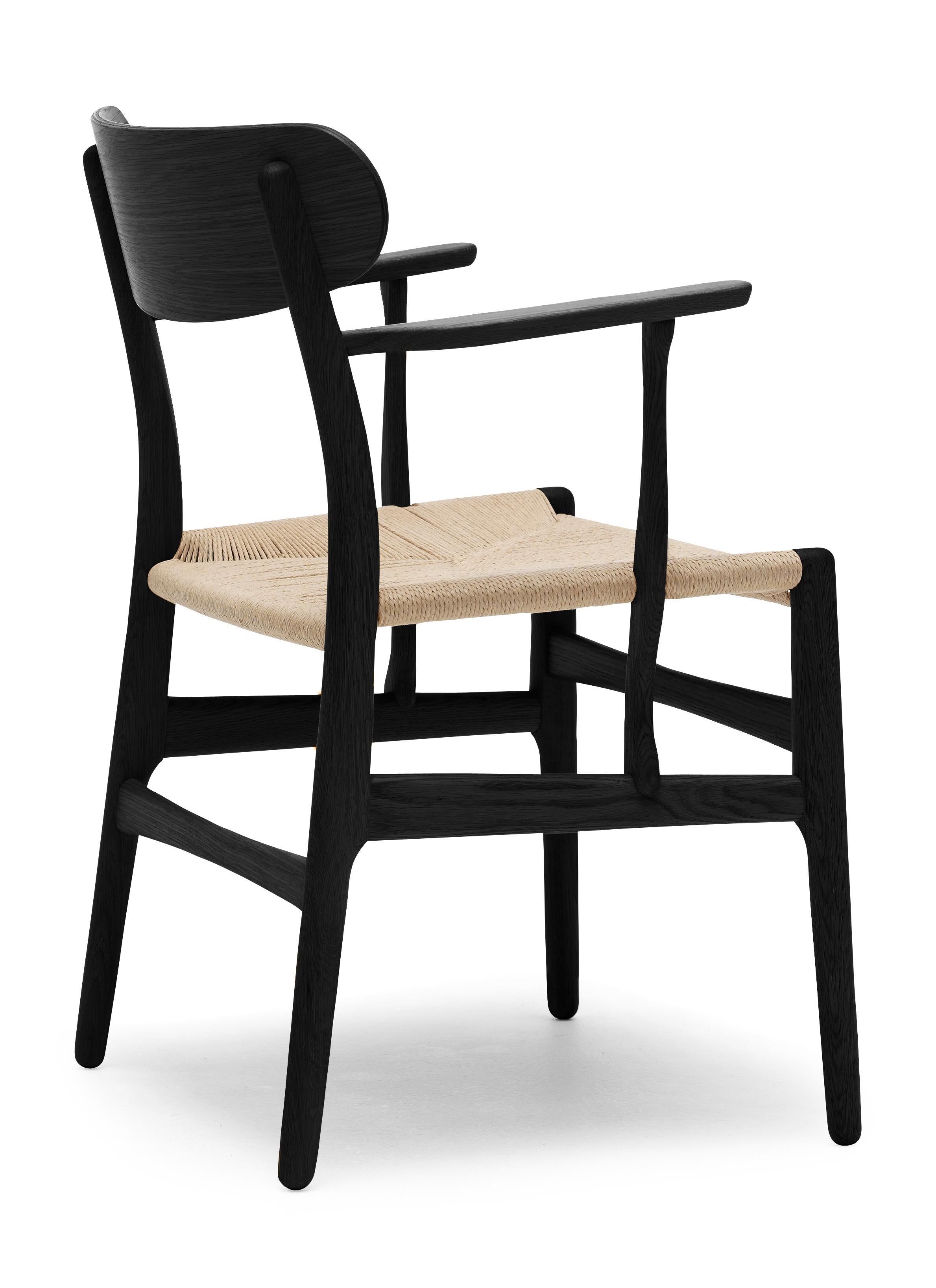 Black (Oak Painted blacks9000-N) CH26 Dining Chair in Wood Finishes with Natural Papercord Seat by Hans J. Wegner 3