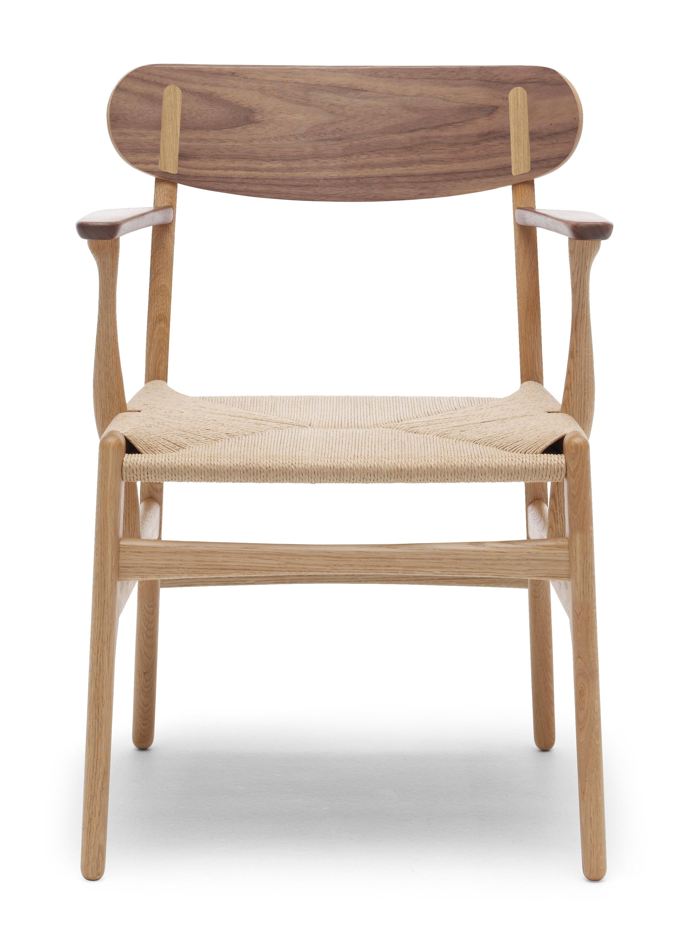 Brown (Oak/Walnut) CH26 Dining Chair in Wood Finishes with Natural Papercord Seat by Hans J. Wegner