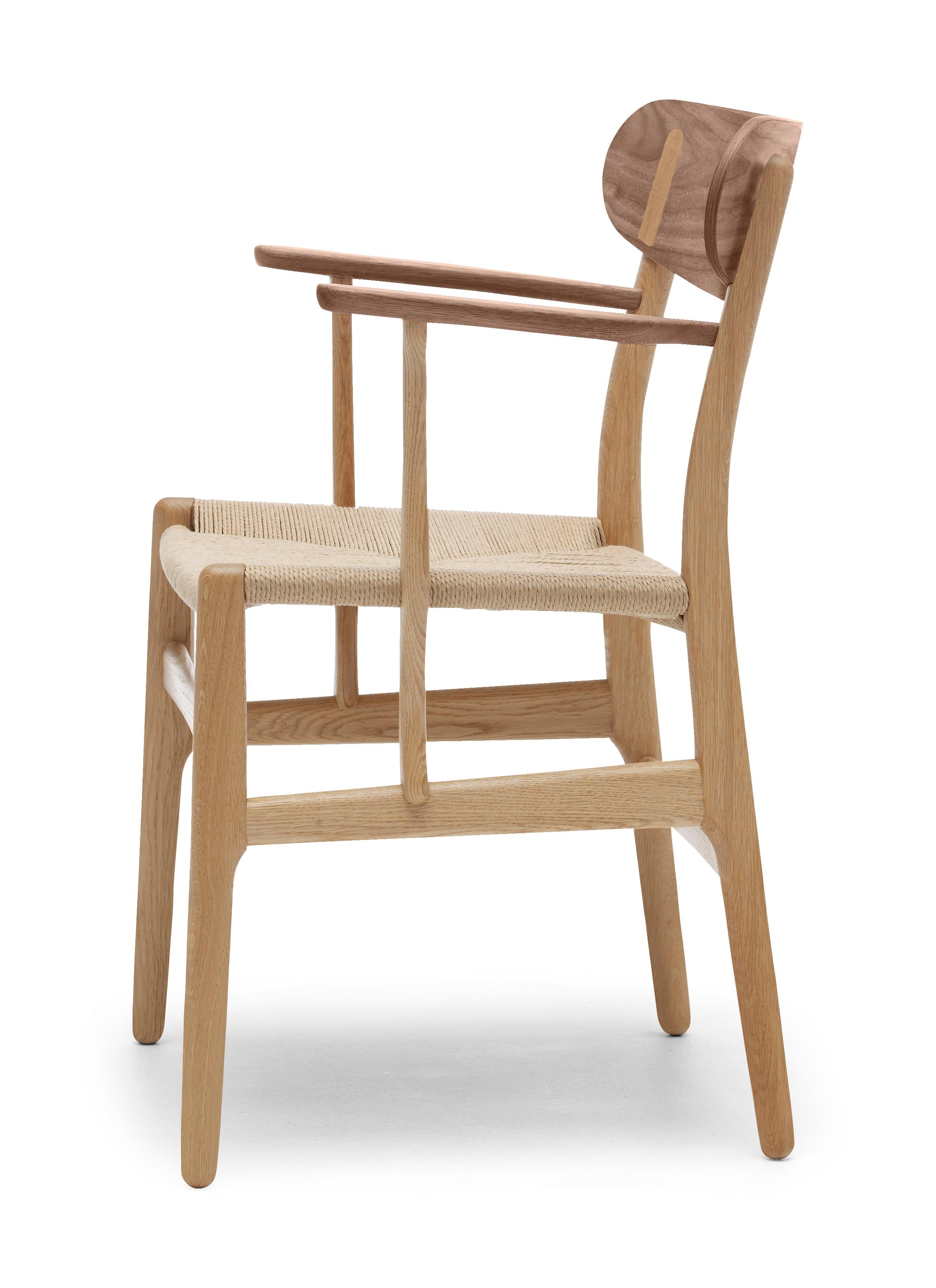 Brown (Oak/Walnut) CH26 Dining Chair in Wood Finishes with Natural Papercord Seat by Hans J. Wegner 2