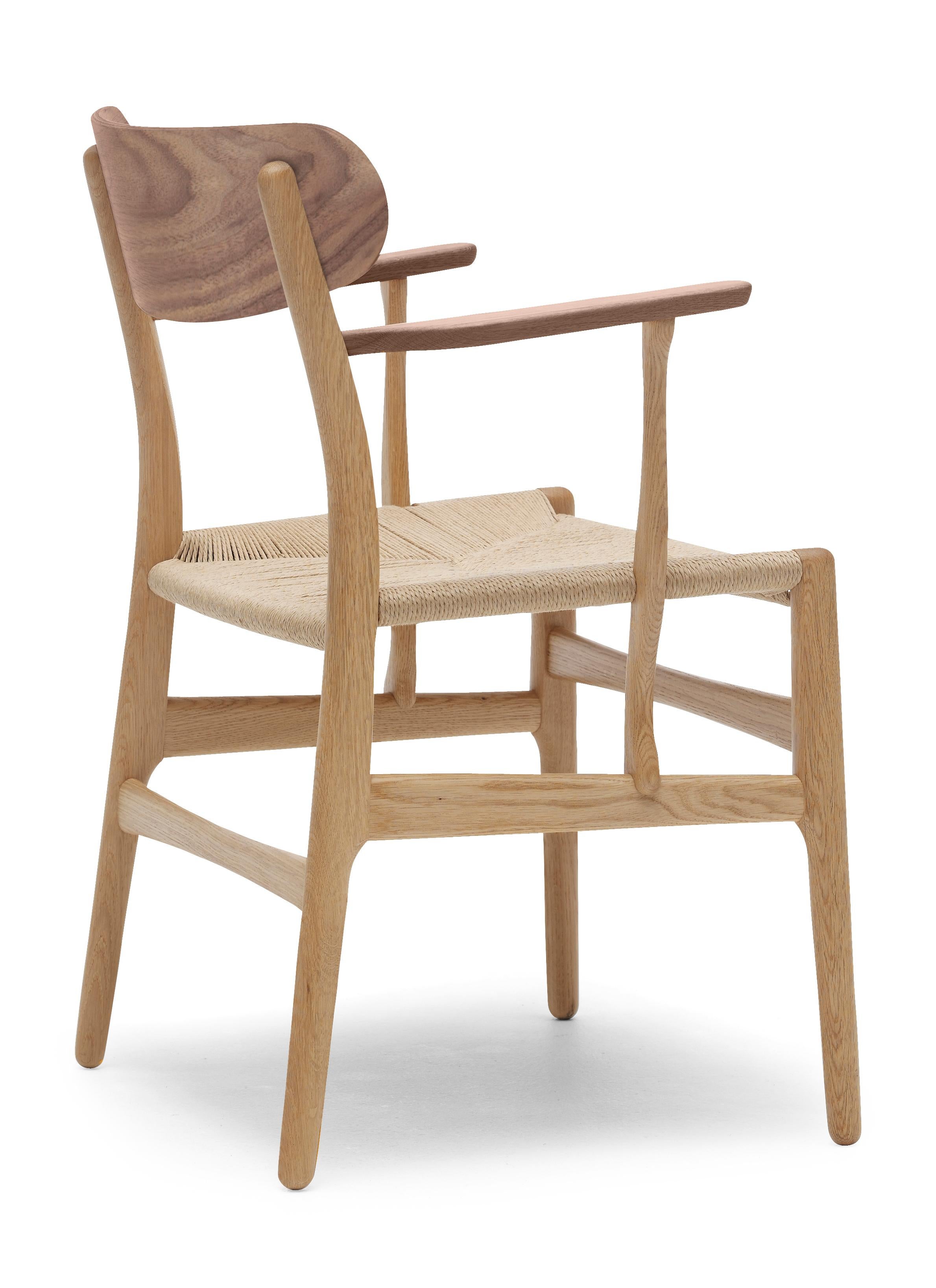 Brown (Oak/Walnut) CH26 Dining Chair in Wood Finishes with Natural Papercord Seat by Hans J. Wegner 3