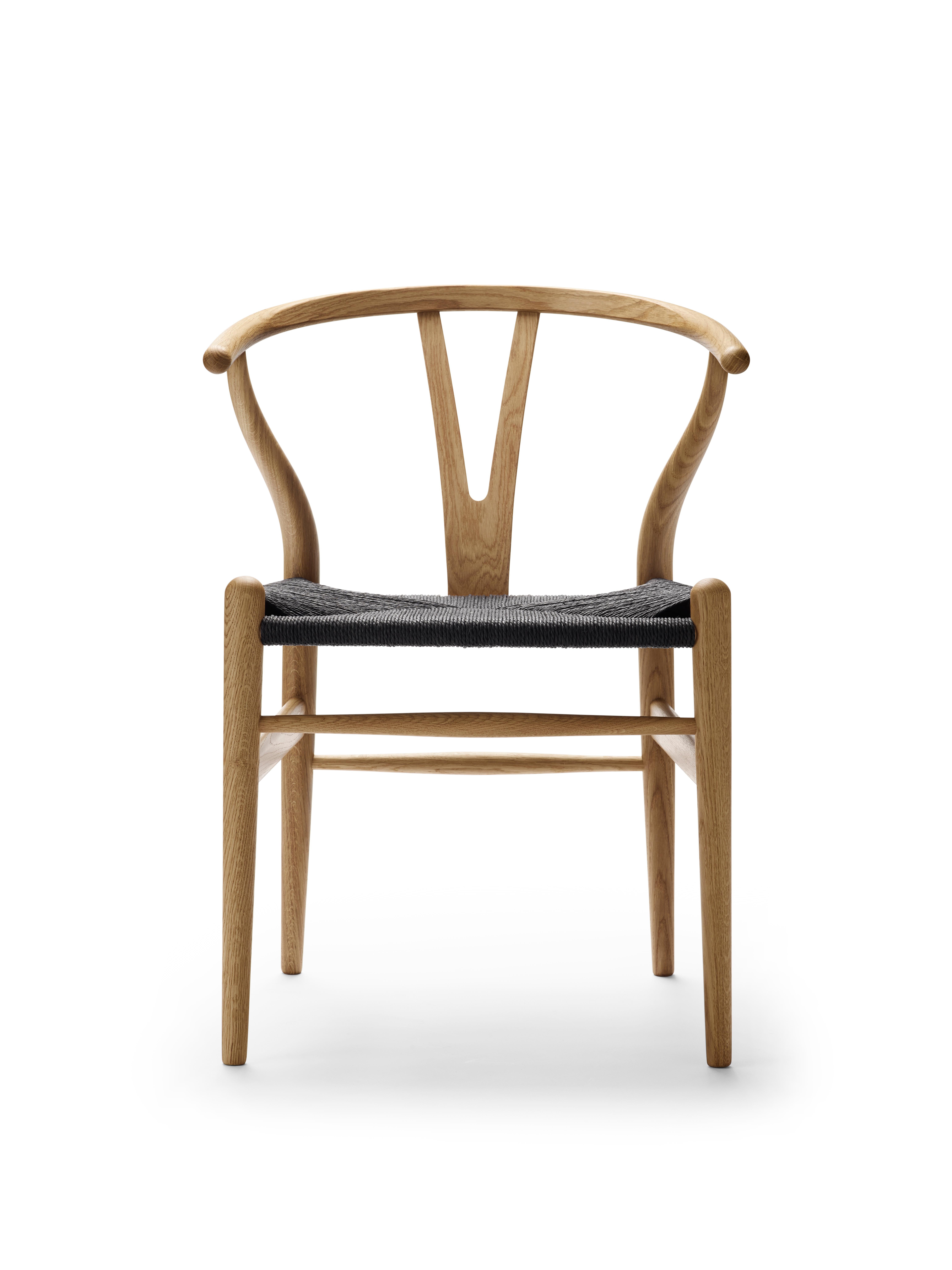 Brown (Oak Oil) CH24 Wishbone Chair in Wood Finishes with Black Papercord Seat by Hans J. Wegner 2