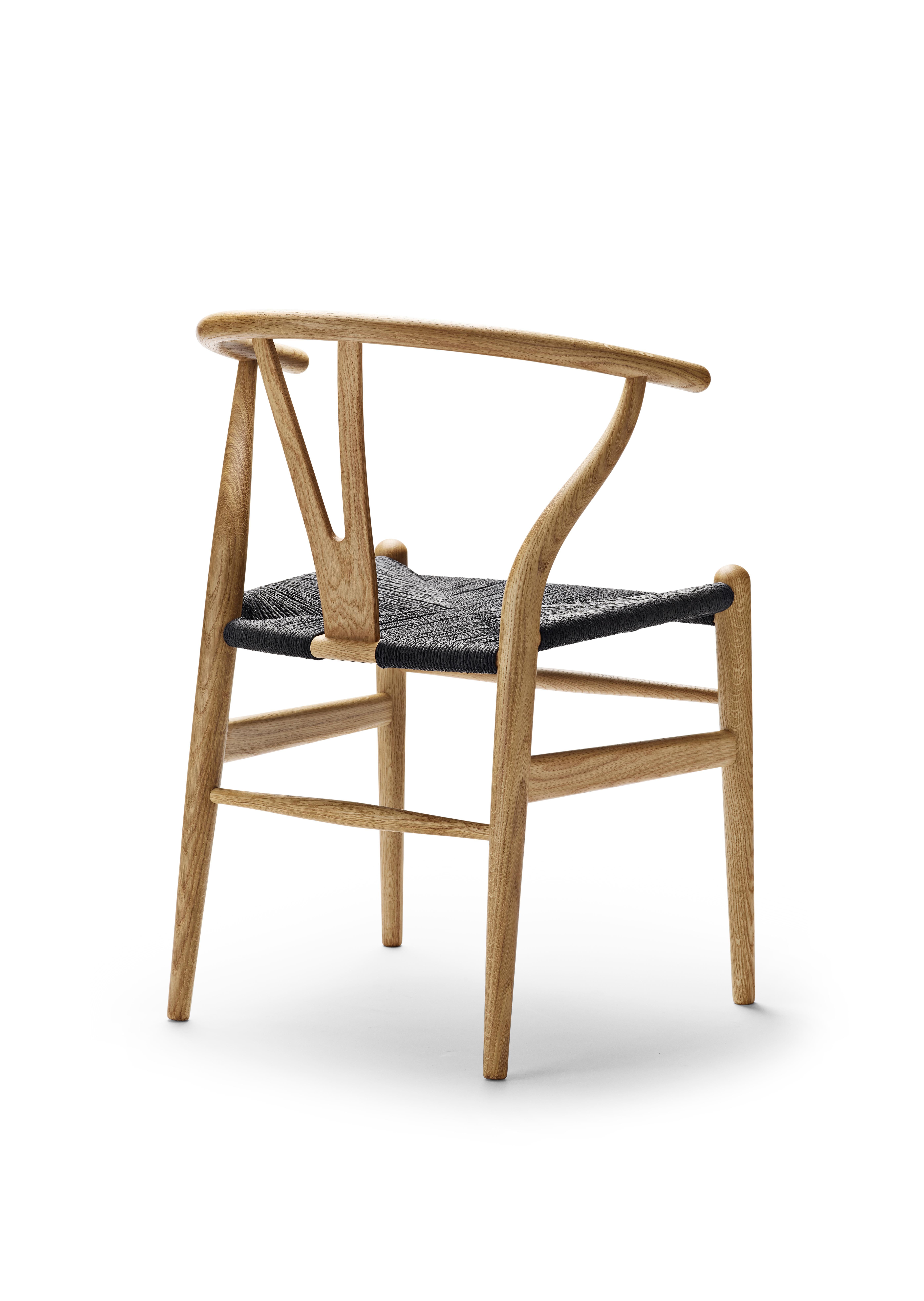 Brown (Oak Oil) CH24 Wishbone Chair in Wood Finishes with Black Papercord Seat by Hans J. Wegner 4