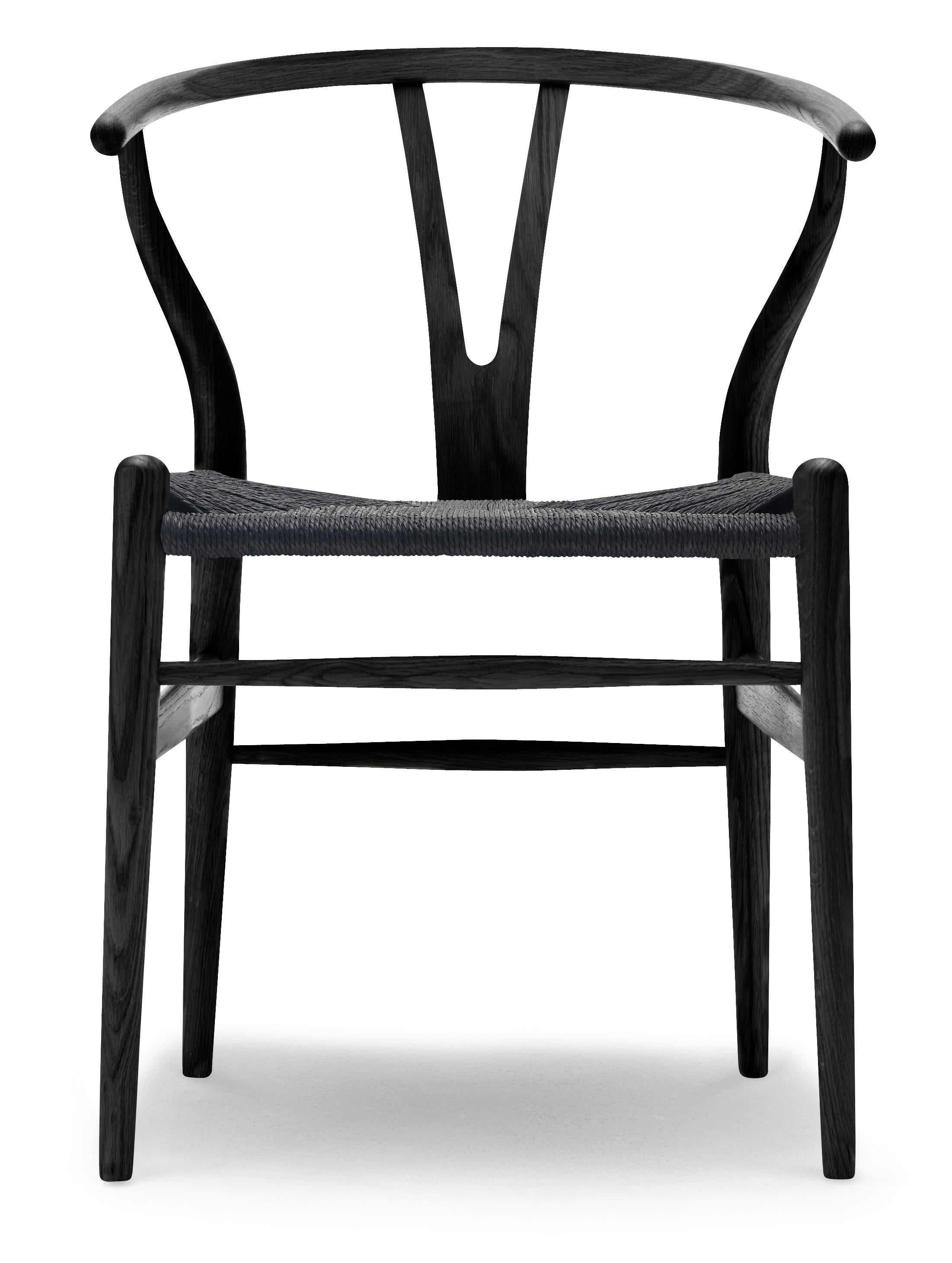 Black (Oak Painted blacks9000-N) CH24 Wishbone Chair in Wood Finishes with Black Papercord Seat by Hans J. Wegner