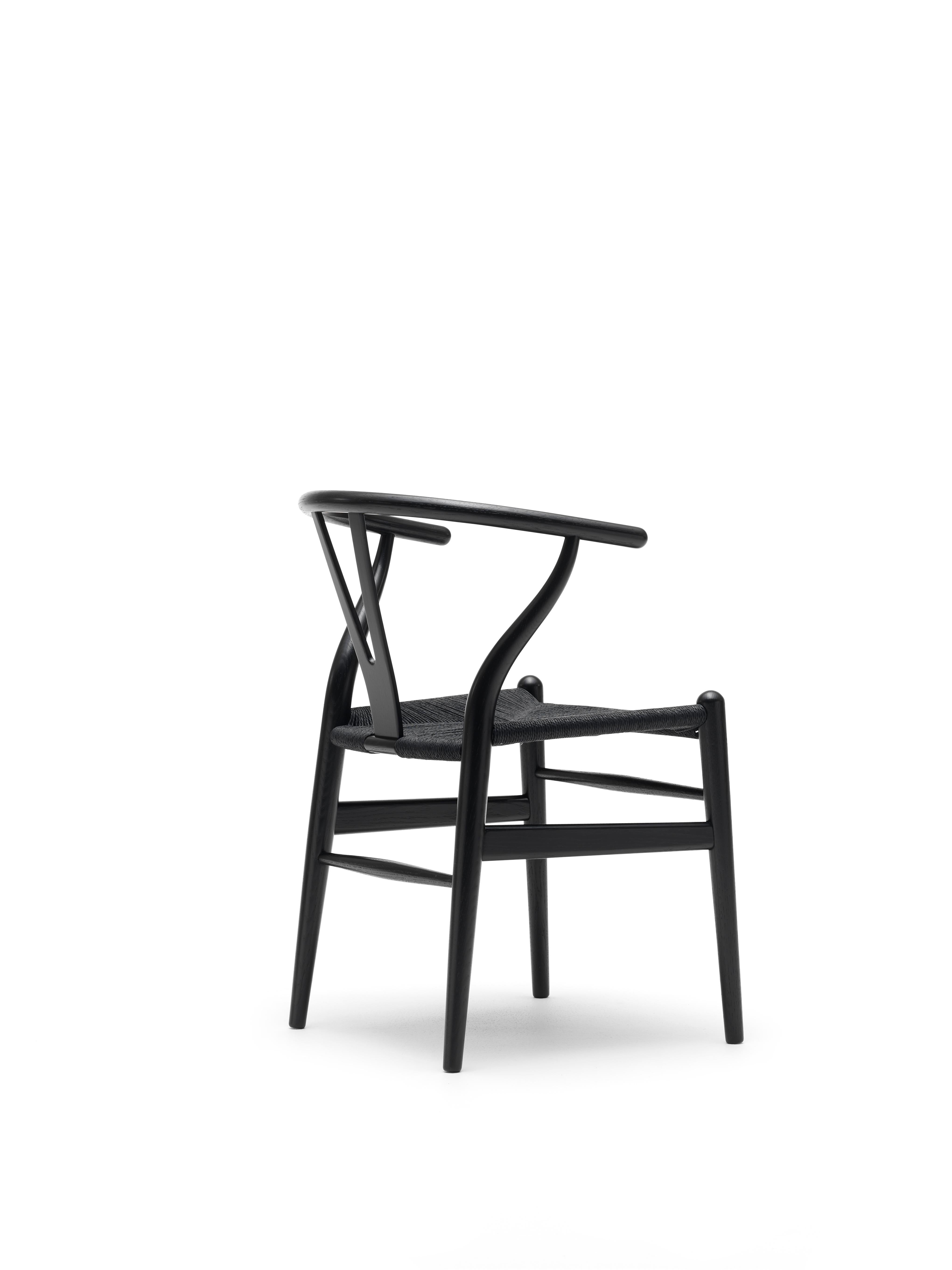 Black (Oak Painted blacks9000-N) CH24 Wishbone Chair in Wood Finishes with Black Papercord Seat by Hans J. Wegner 2