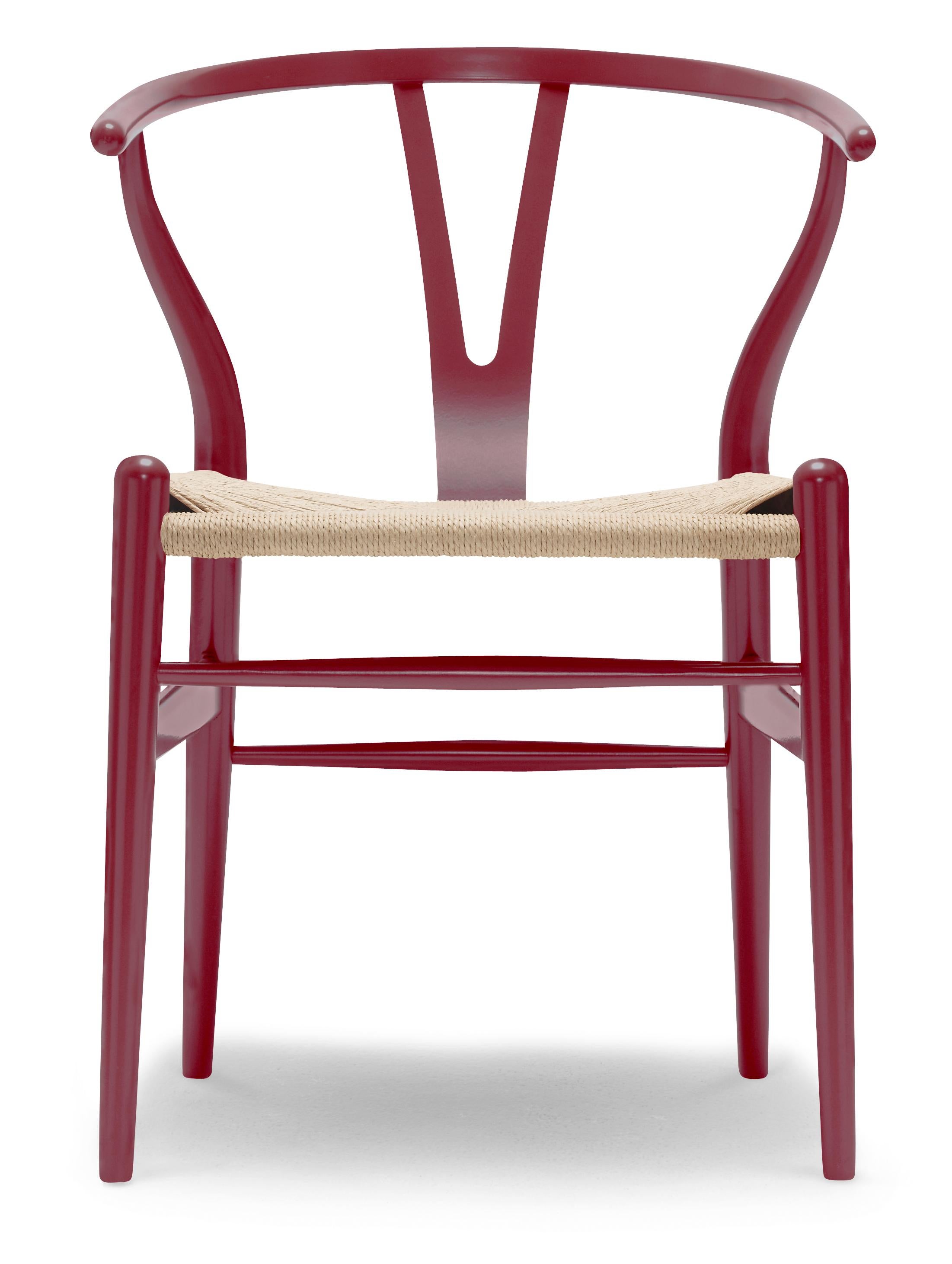 Red (NCS S4050-R10B) CH24 Wishbone Chair in Color Finishes with Natural Papercord Seat by Hans Wegner