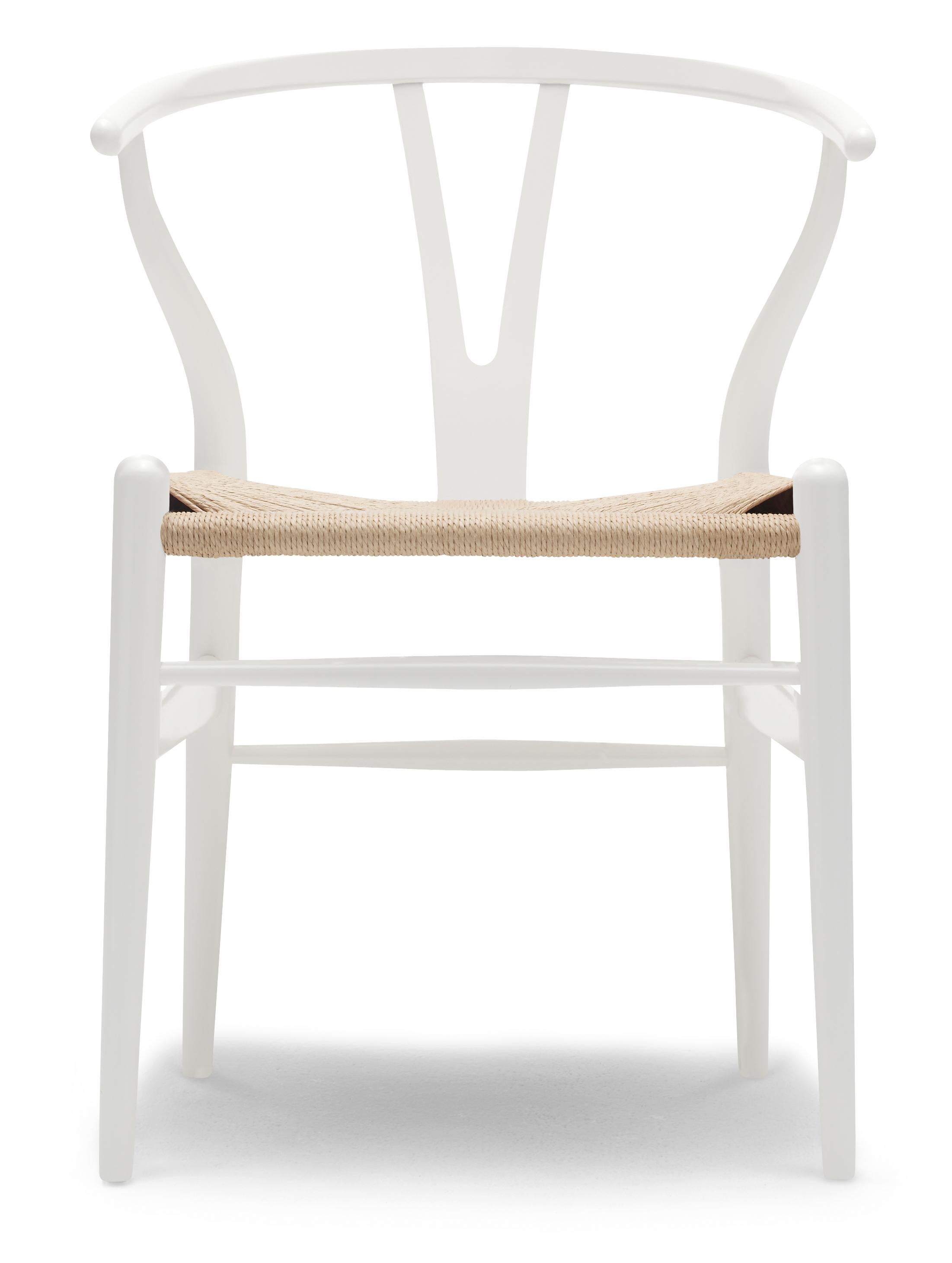Beige (NCS S0502-Y) CH24 Wishbone Chair in Color Finishes with Natural Papercord Seat by Hans Wegner