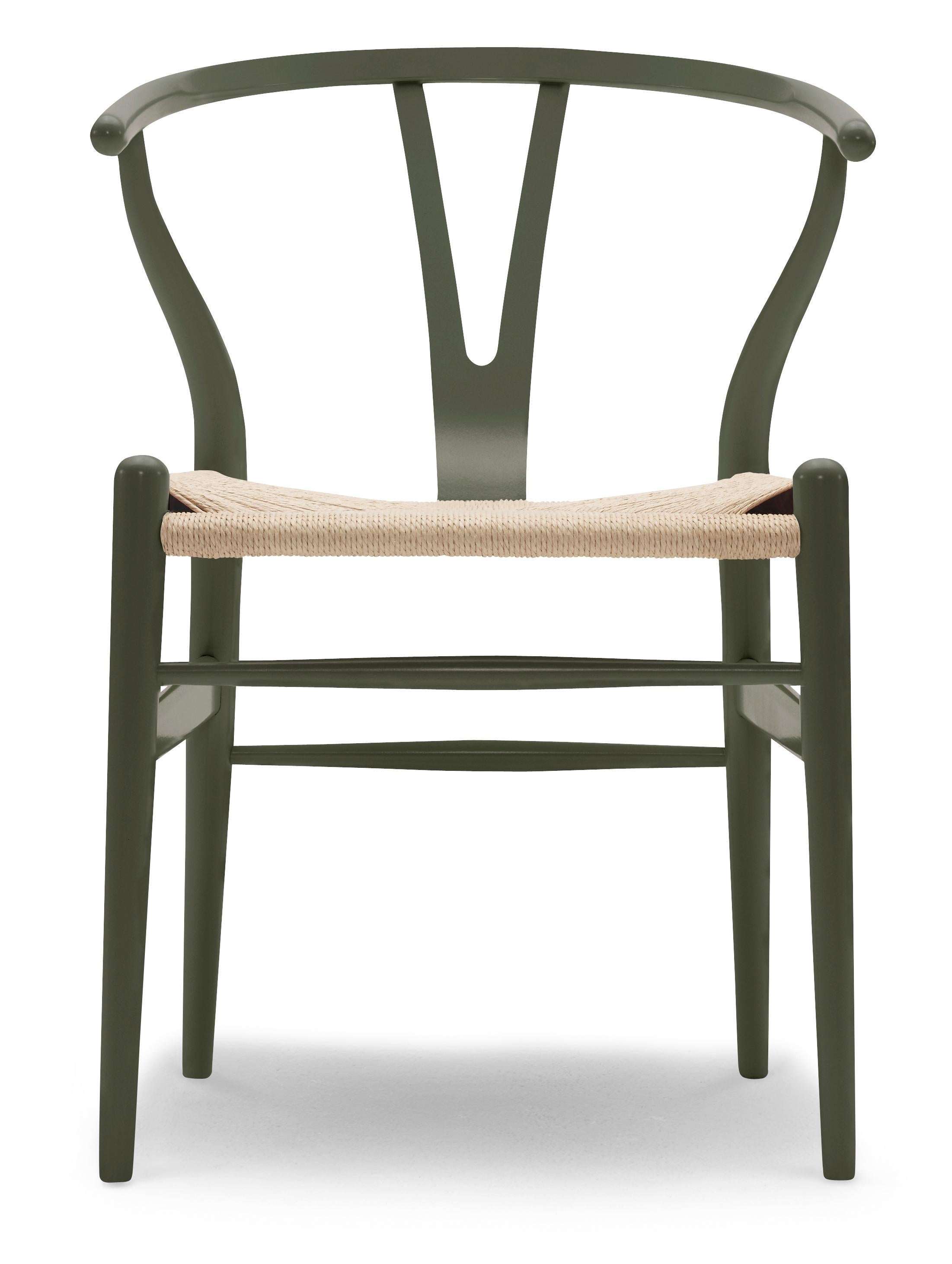 Green (NCS S6020-G50Y) CH24 Wishbone Chair in Color Finishes with Natural Papercord Seat by Hans Wegner