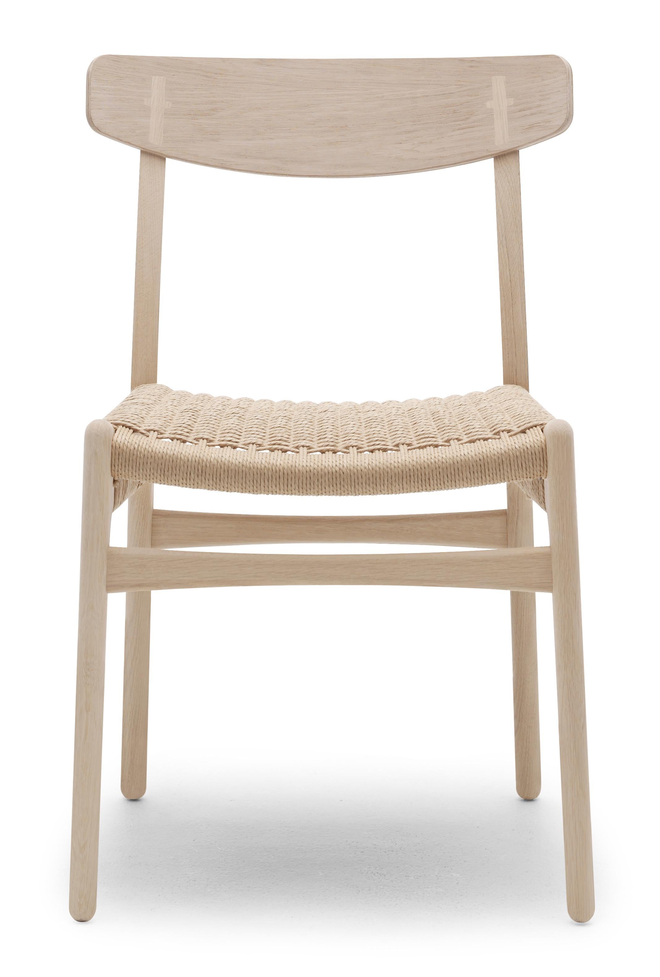 Brown (Oak Soap) CH23 Dining Chair in Wood Finishes with Natural Papercord Seat by Hans J. Wegner