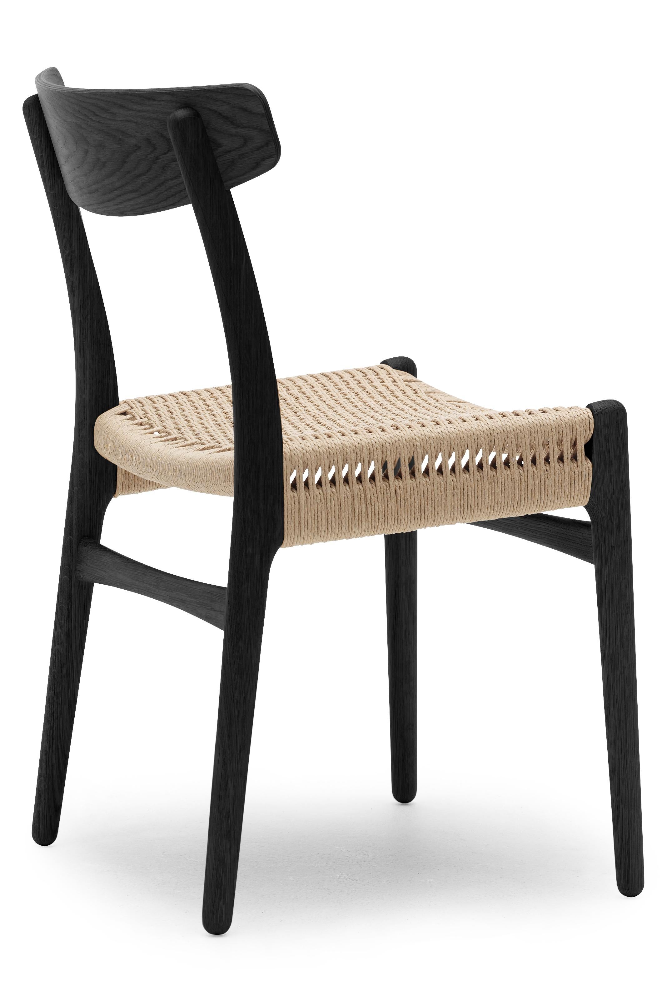 Black (Oak Painted blacks9000-N) CH23 Dining Chair in Wood Finishes with Natural Papercord Seat by Hans J. Wegner 2