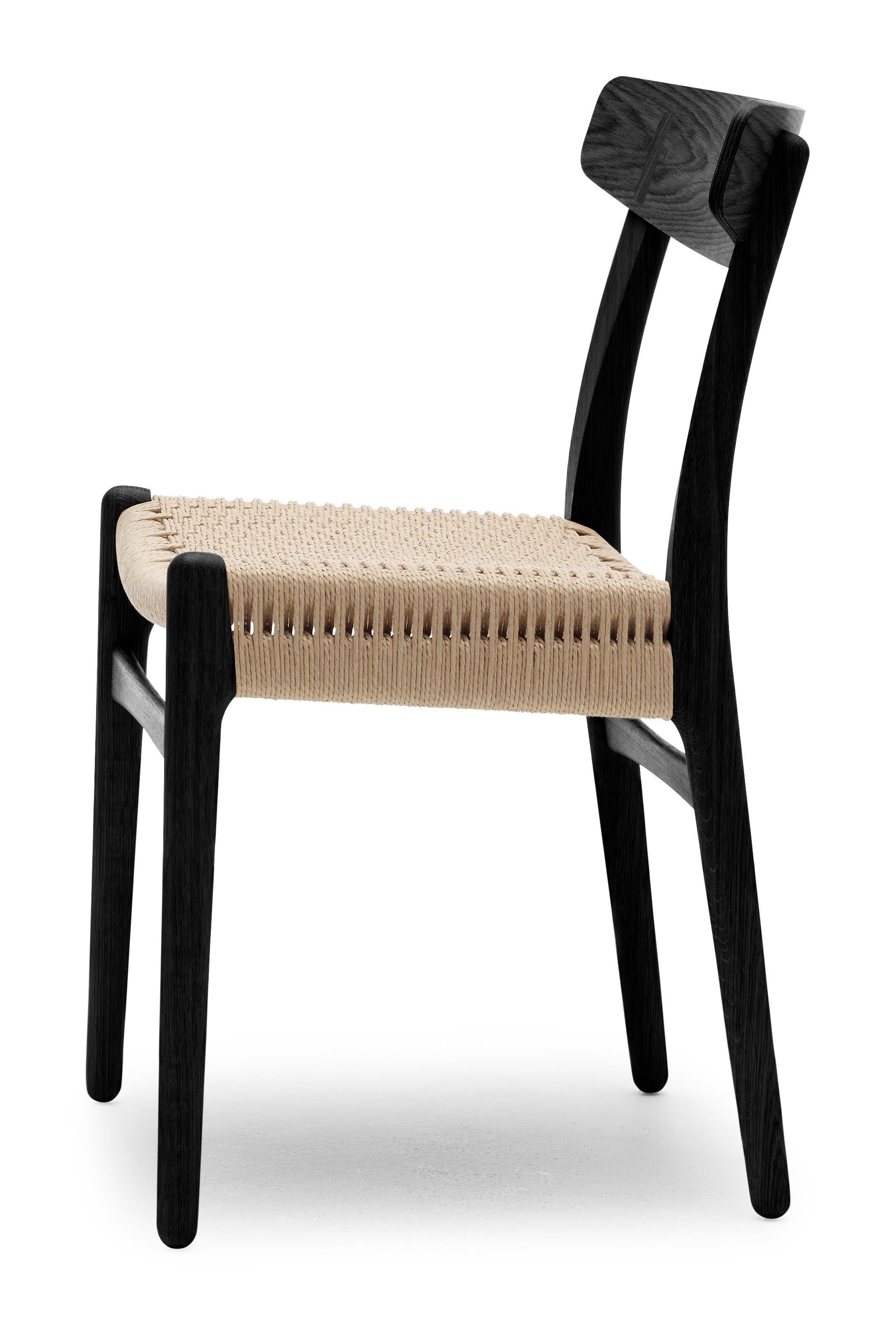Black (Oak Painted blacks9000-N) CH23 Dining Chair in Wood Finishes with Natural Papercord Seat by Hans J. Wegner 3
