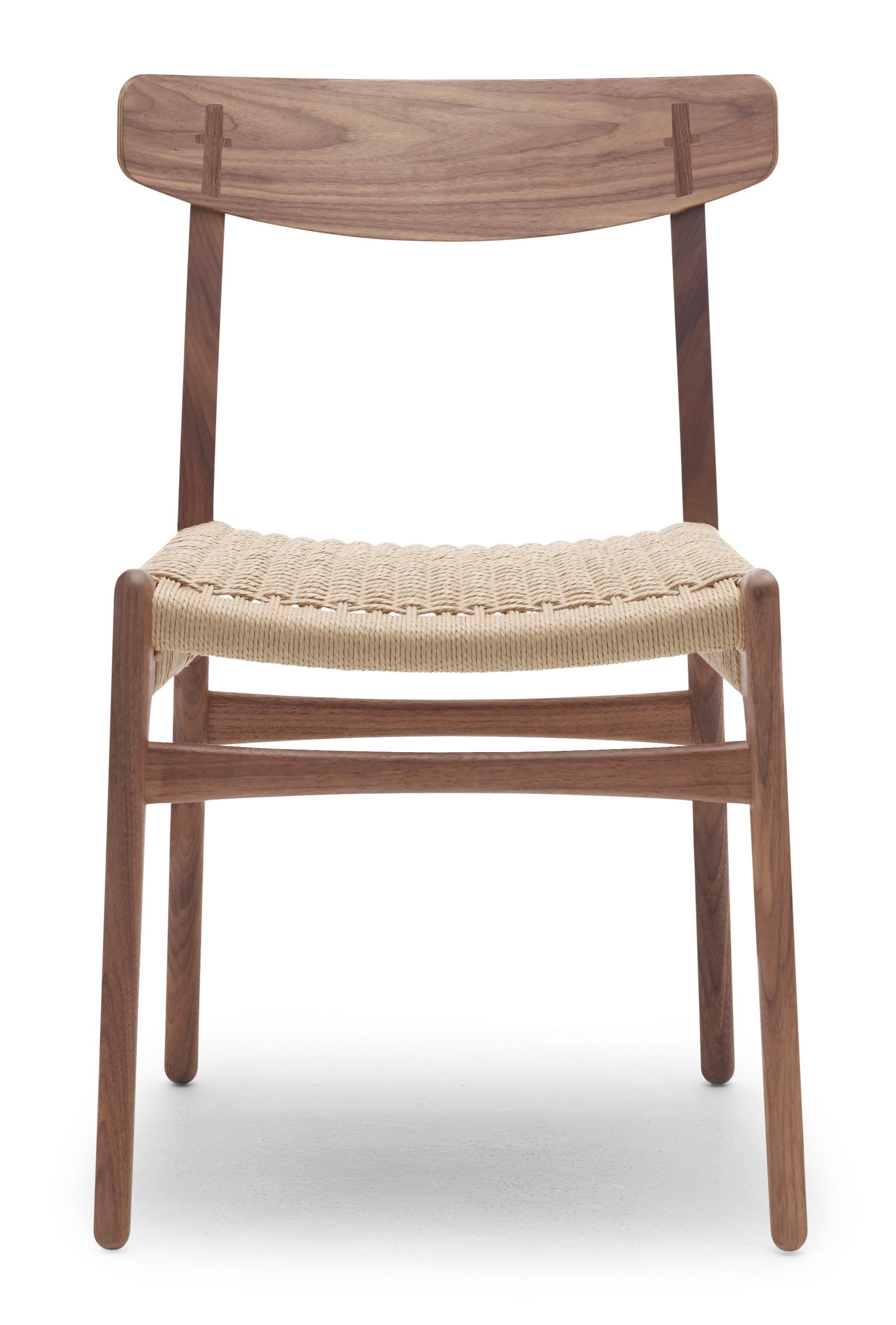 Brown (Walnut Oil) CH23 Dining Chair in Wood Finishes with Natural Papercord Seat by Hans J. Wegner