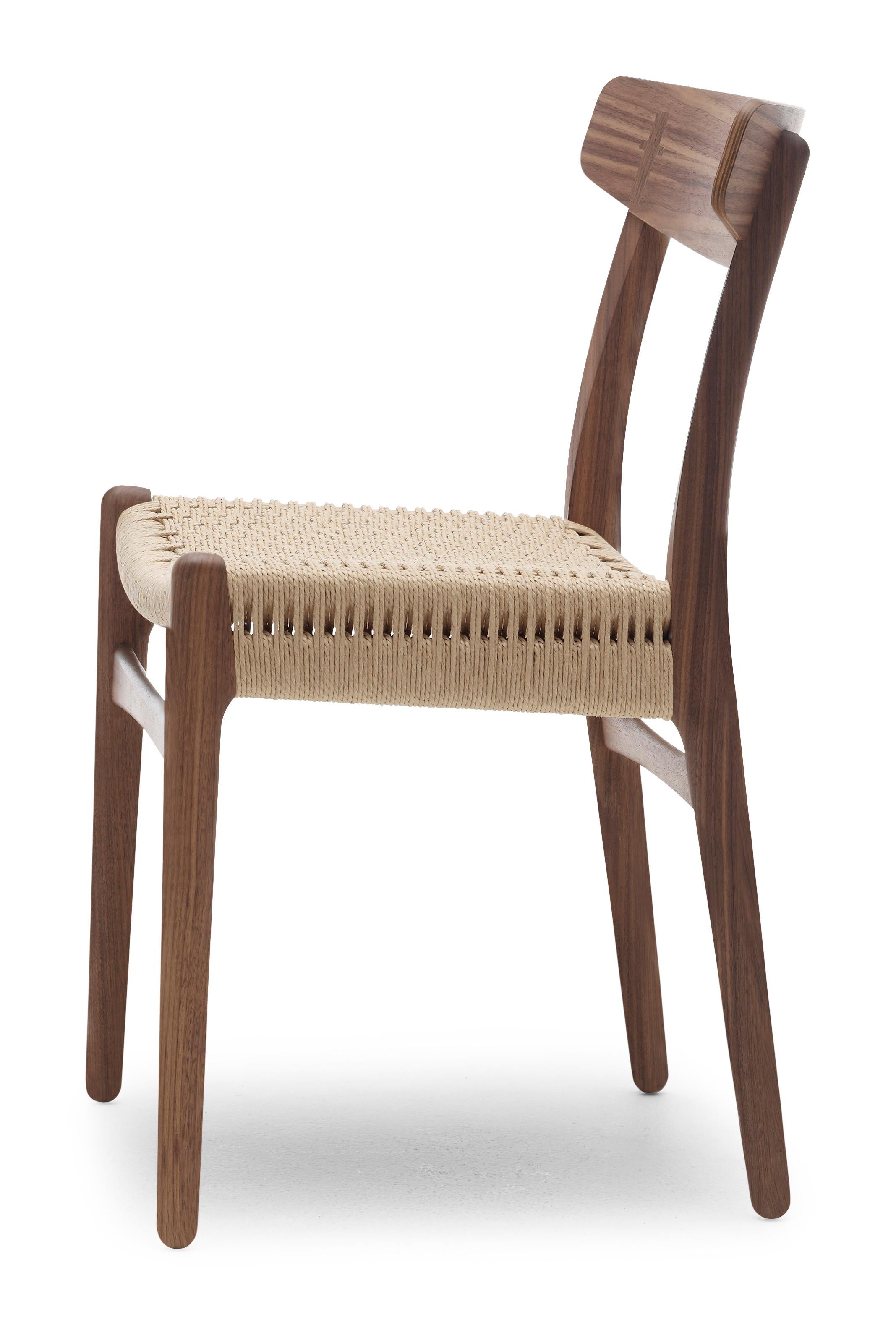 Brown (Walnut Oil) CH23 Dining Chair in Wood Finishes with Natural Papercord Seat by Hans J. Wegner 3