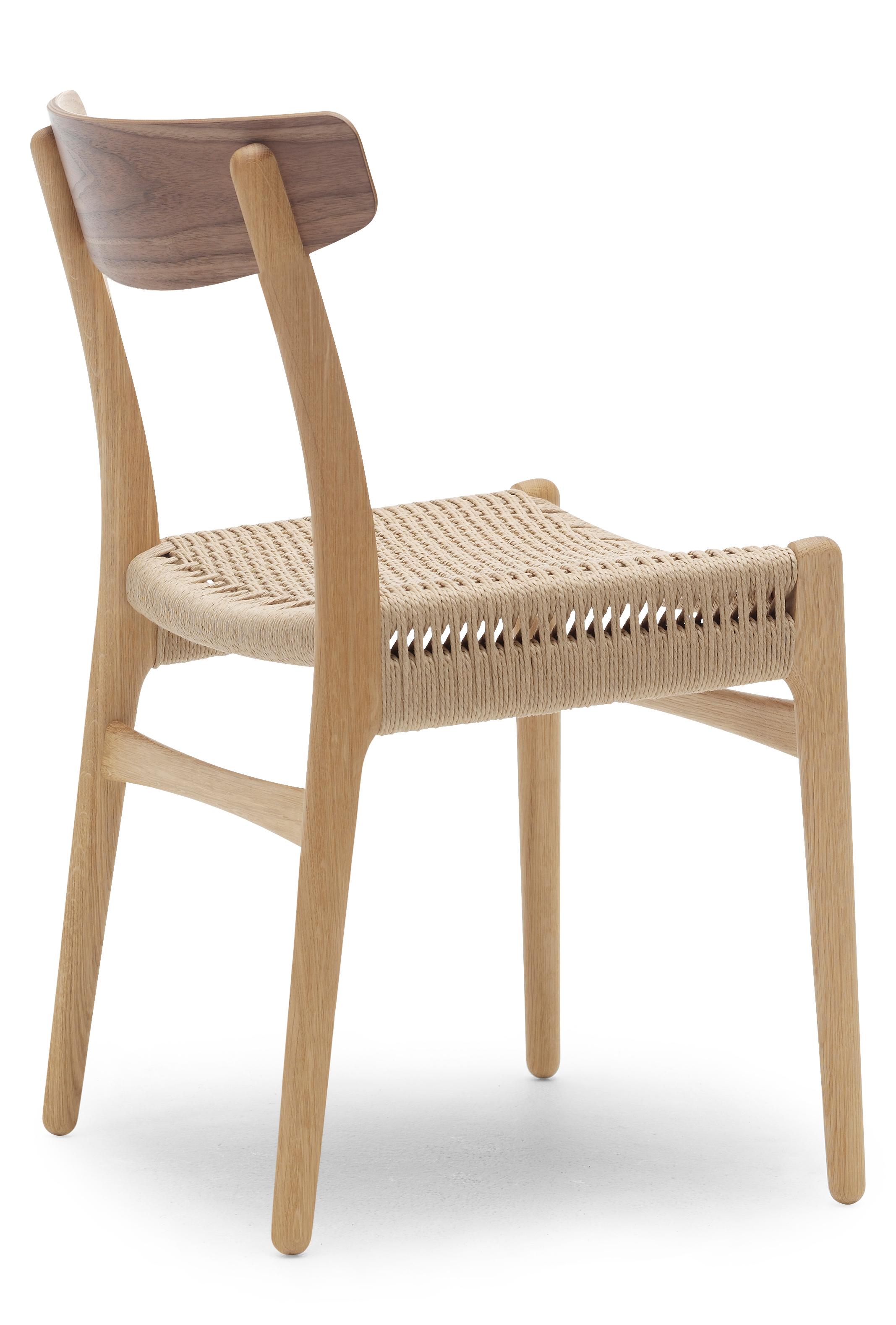 Brown (Oak/Walnut) CH23 Dining Chair in Wood Finishes with Natural Papercord Seat by Hans J. Wegner 3