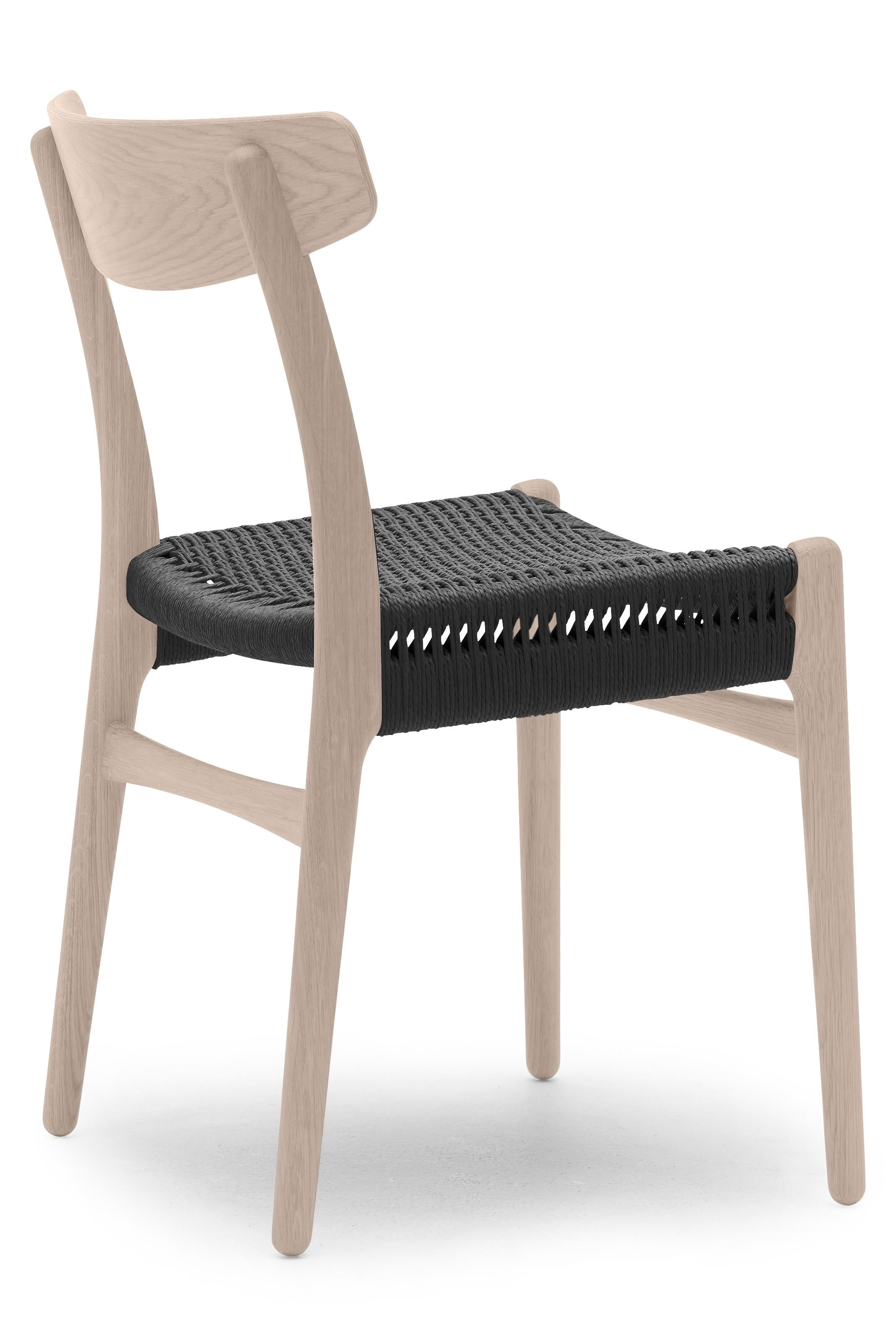 Brown (Oak Soap) CH23 Dining Chair in Wood Finishes with Black Papercord Seat by Hans J. Wegner 2