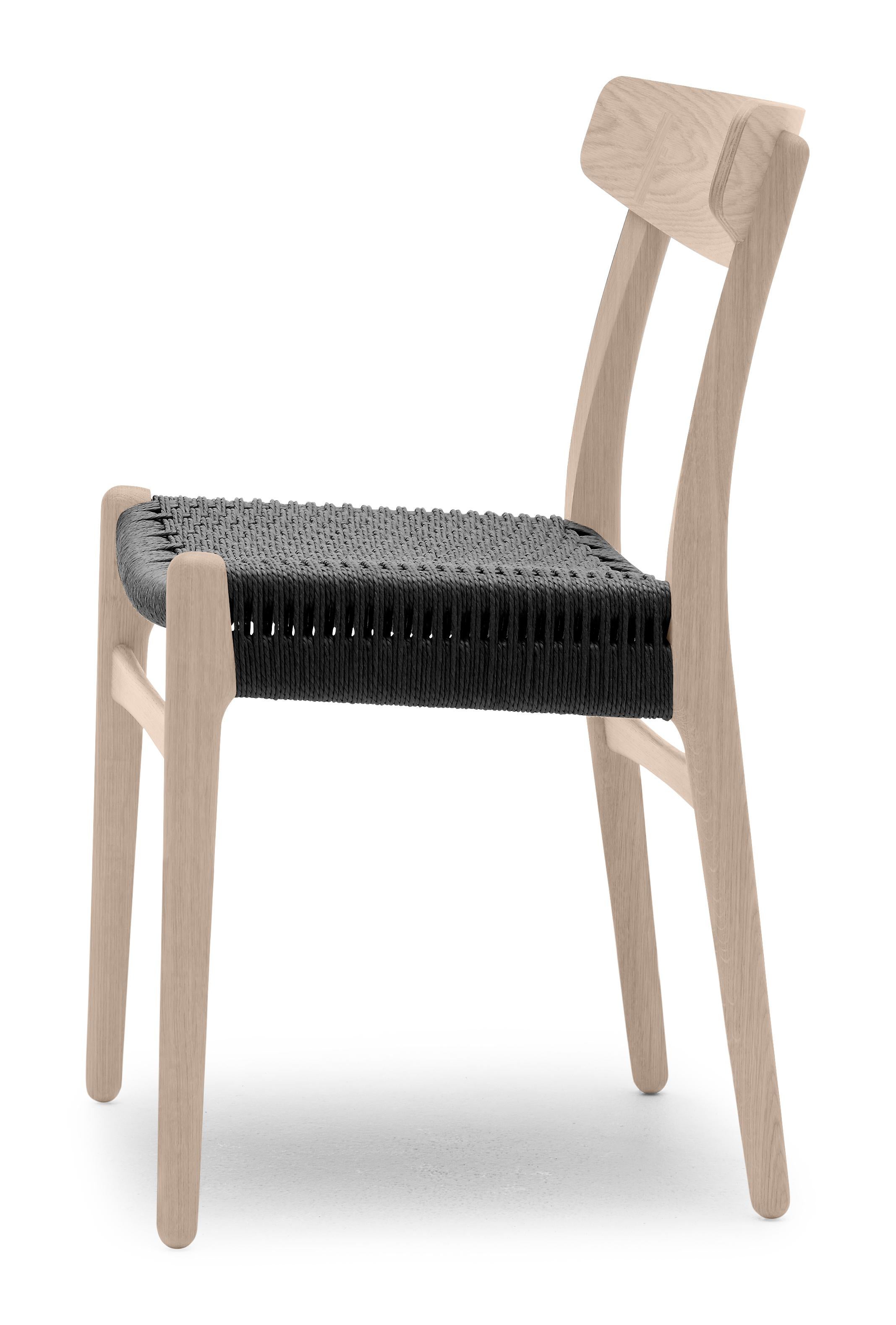 Brown (Oak Soap) CH23 Dining Chair in Wood Finishes with Black Papercord Seat by Hans J. Wegner 3