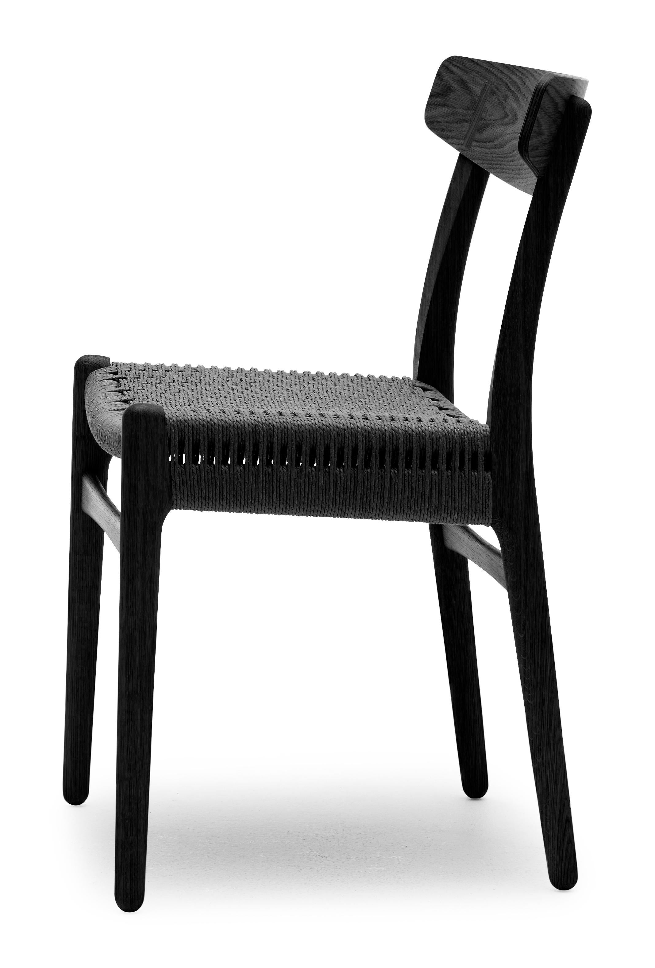 CH23 Dining Chair in Wood Finishes with Black Papercord Seat by Hans J. Wegner,Black (Oak Painted blacks9000-N) 2