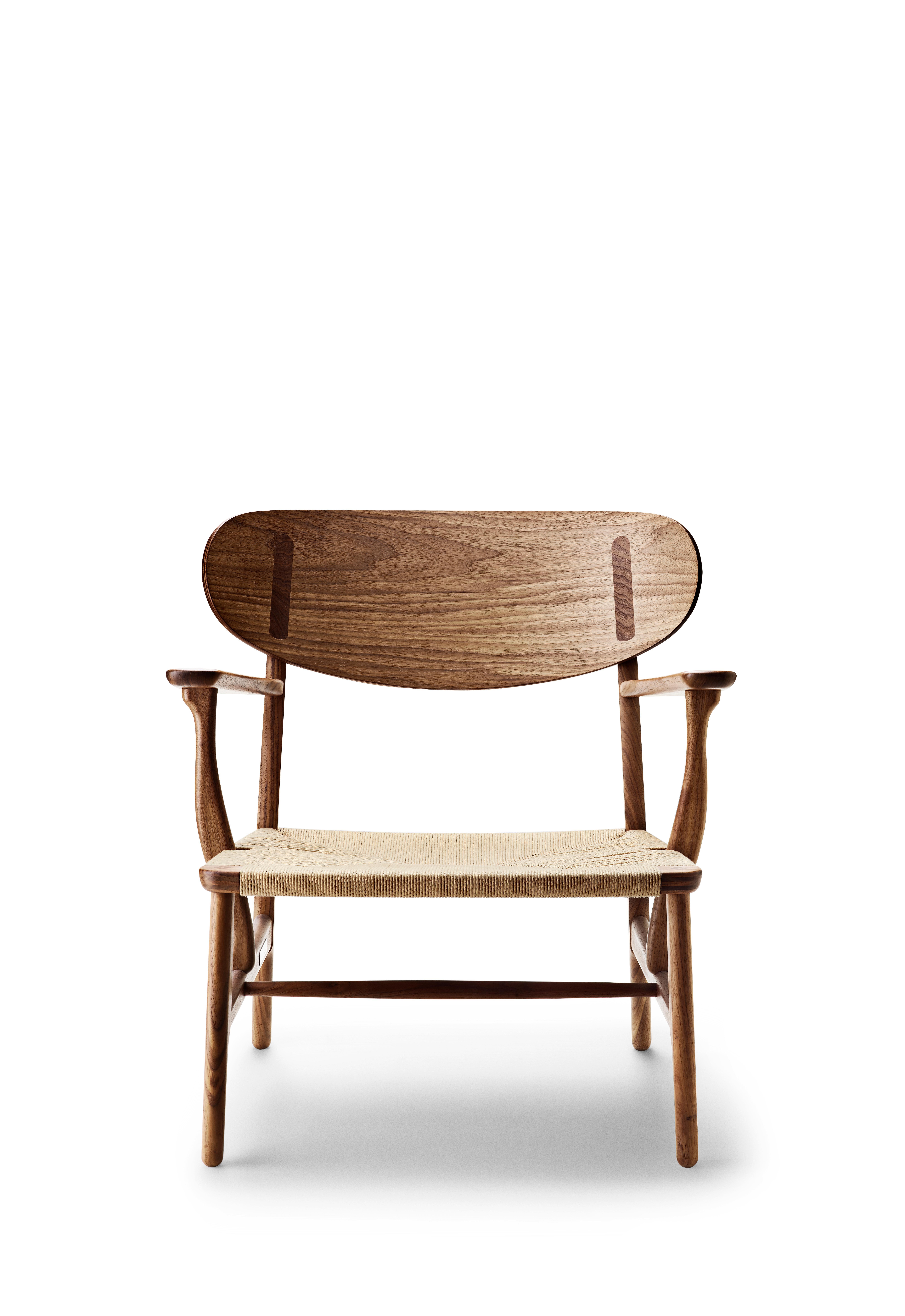 Brown (Walnut Oil) CH22 Lounge Chair in Wood with Natural Papercord Seat by Hans J. Wegner 2
