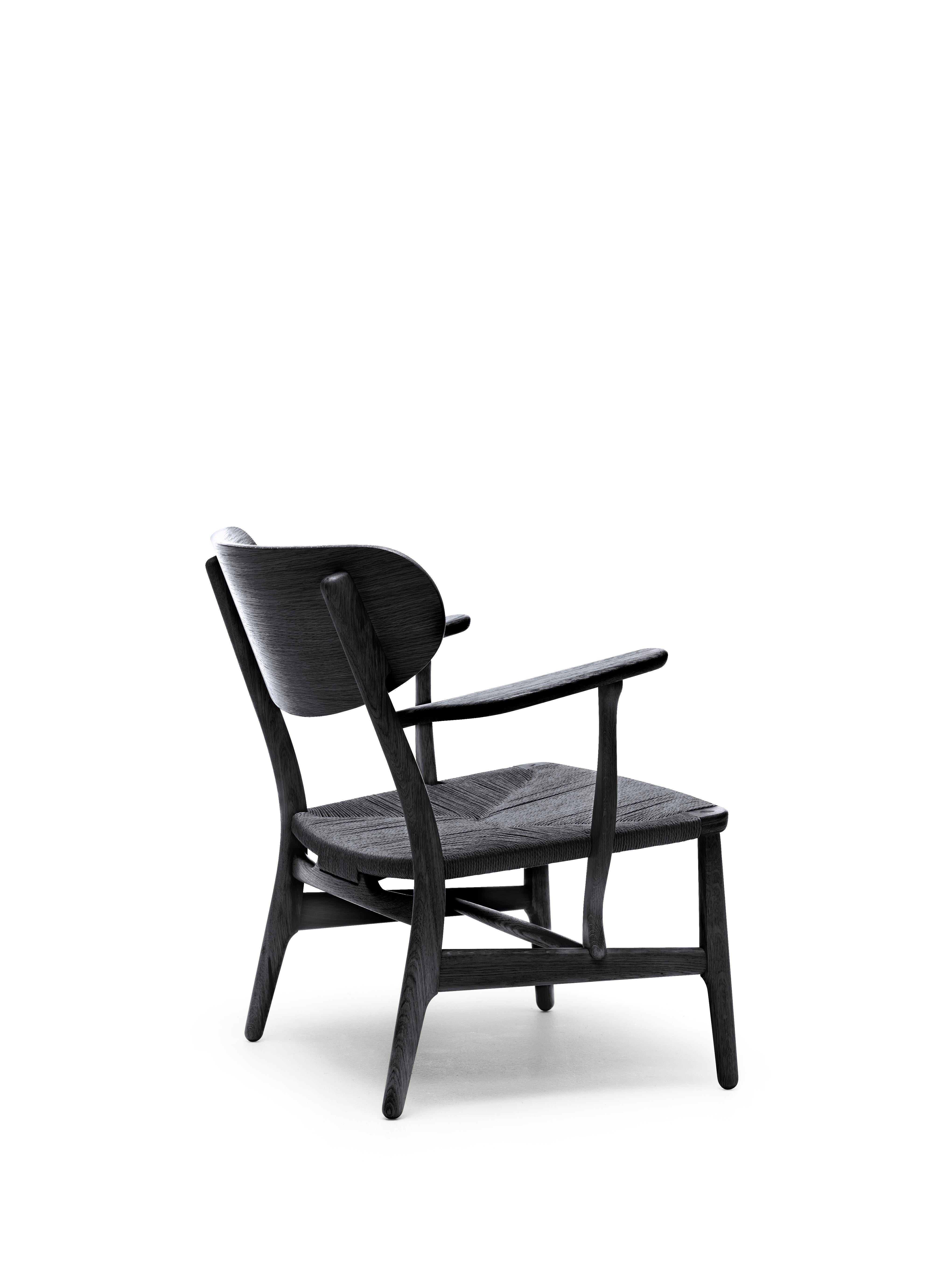 Black (Oak Painted blacks9000-N) CH22 Lounge Chair in Wood with Black Papercord Seat by Hans J. Wegner 2