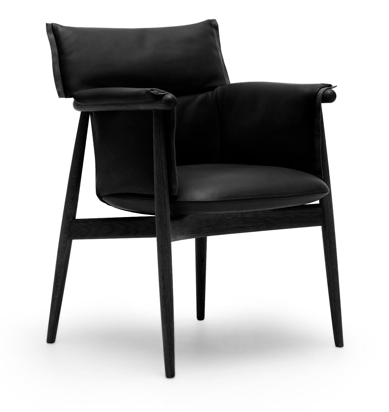 Black (Thor 301) E005 Embrace Dining Chair in Oak Painted Black with Black Edging Strip by EOOS 2