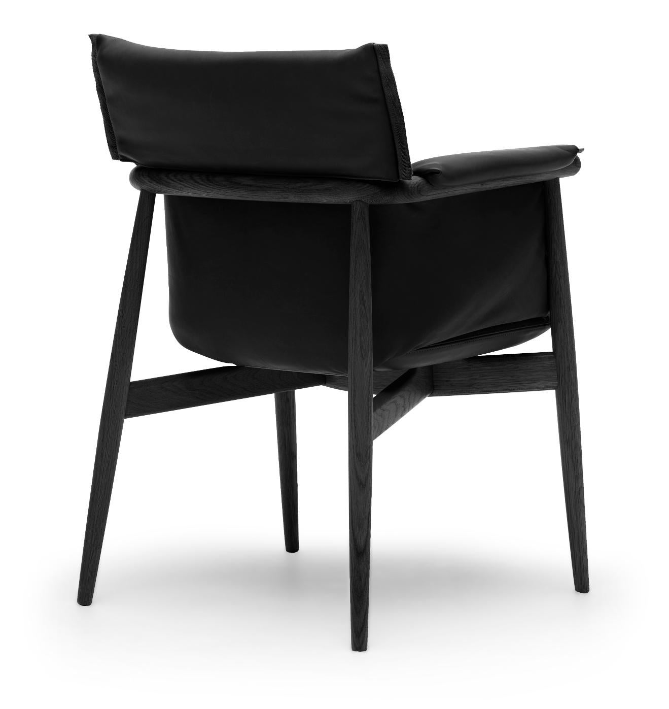 Black (Thor 301) E005 Embrace Dining Chair in Oak Painted Black with Black Edging Strip by EOOS 3