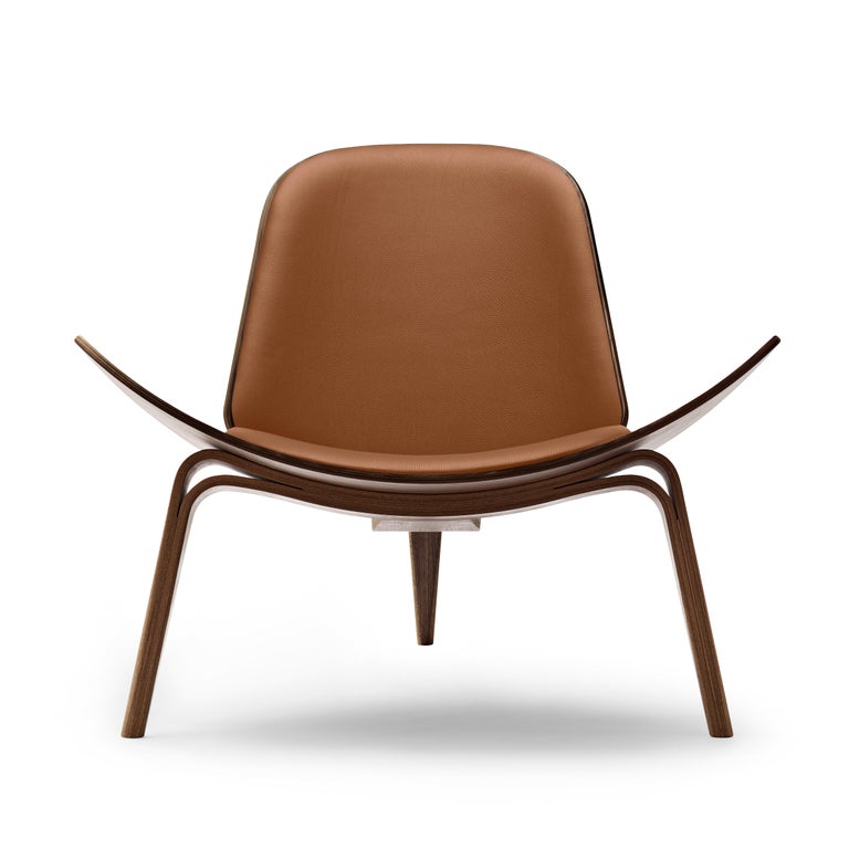 Customizable CH07 Shell Chair in Walnut Oil with Leather Seat by Hans J