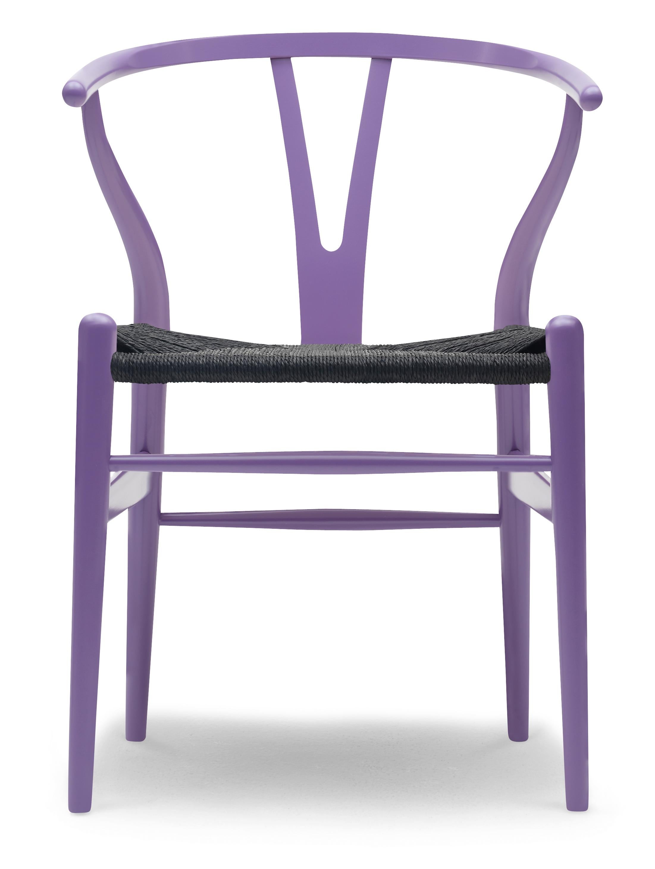 Purple (NCS 4030-R60B) CH24 Wishbone Chair in Color Finishes with Black Papercord Seat by Hans Wegner