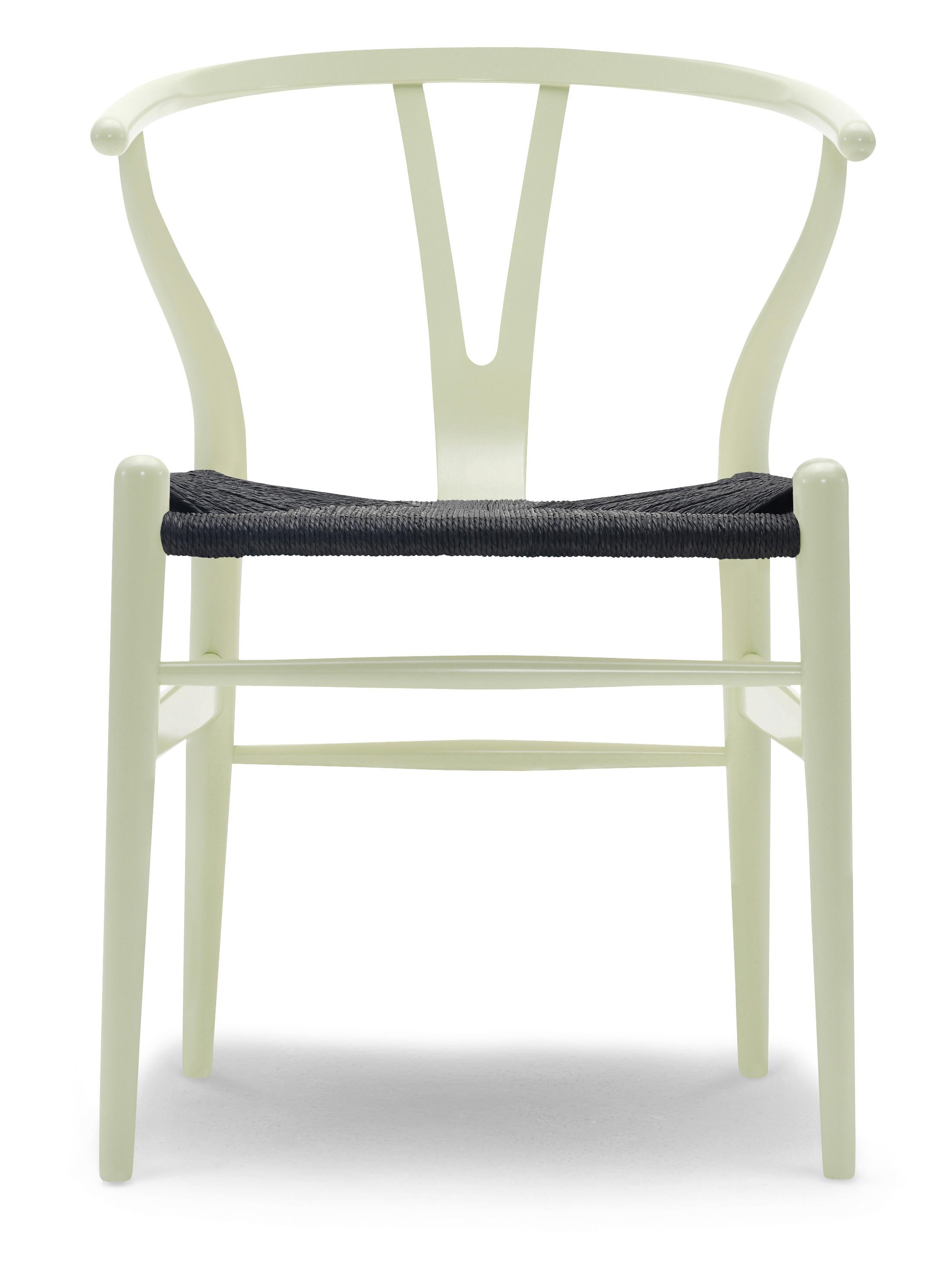 Green (NCS 1020-G60Y) CH24 Wishbone Chair in Color Finishes with Black Papercord Seat by Hans Wegner