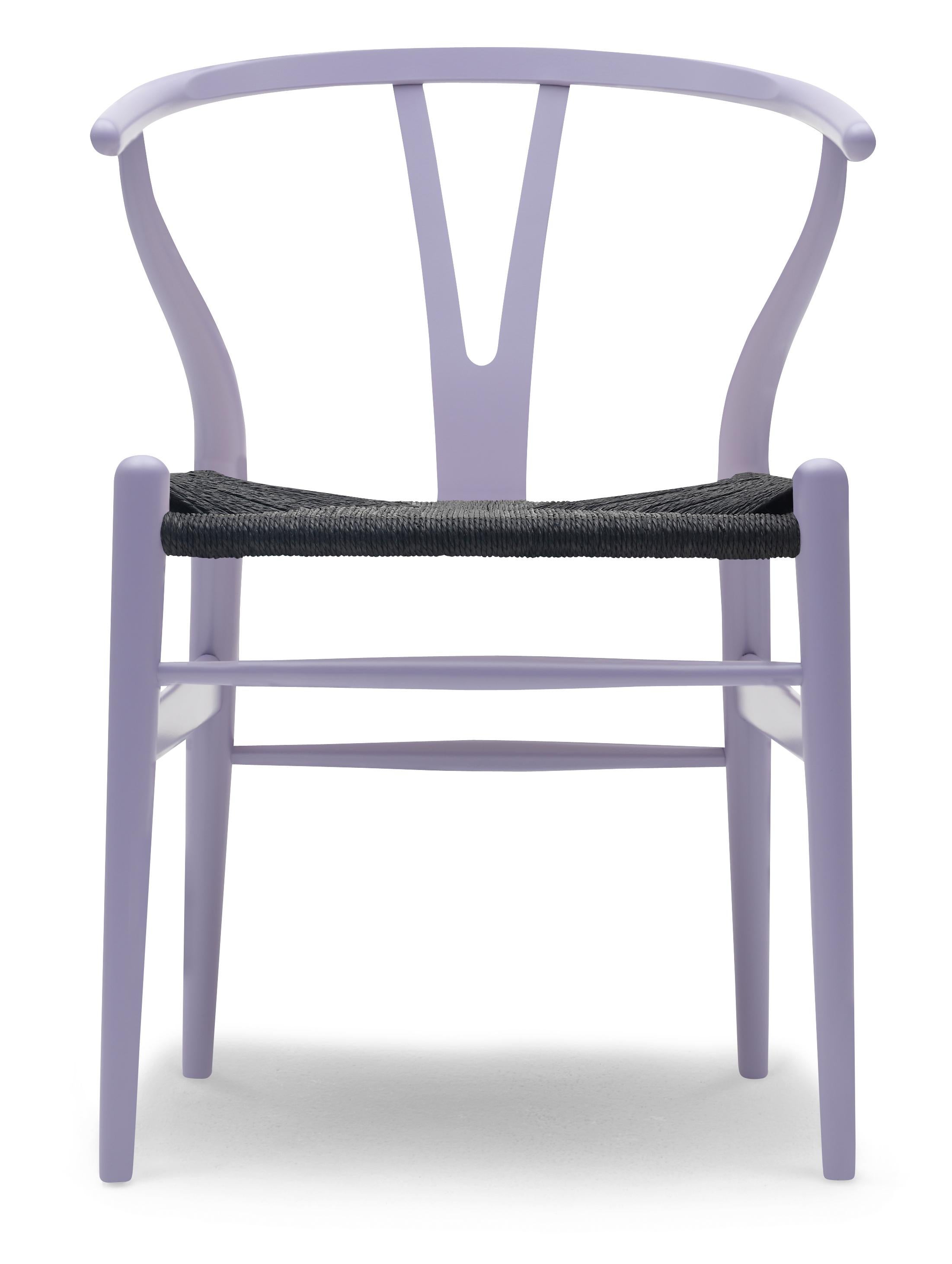 For Sale: Purple (NCS 3020-R60B) CH24 Wishbone Chair in Color Finishes with Black Papercord Seat by Hans Wegner