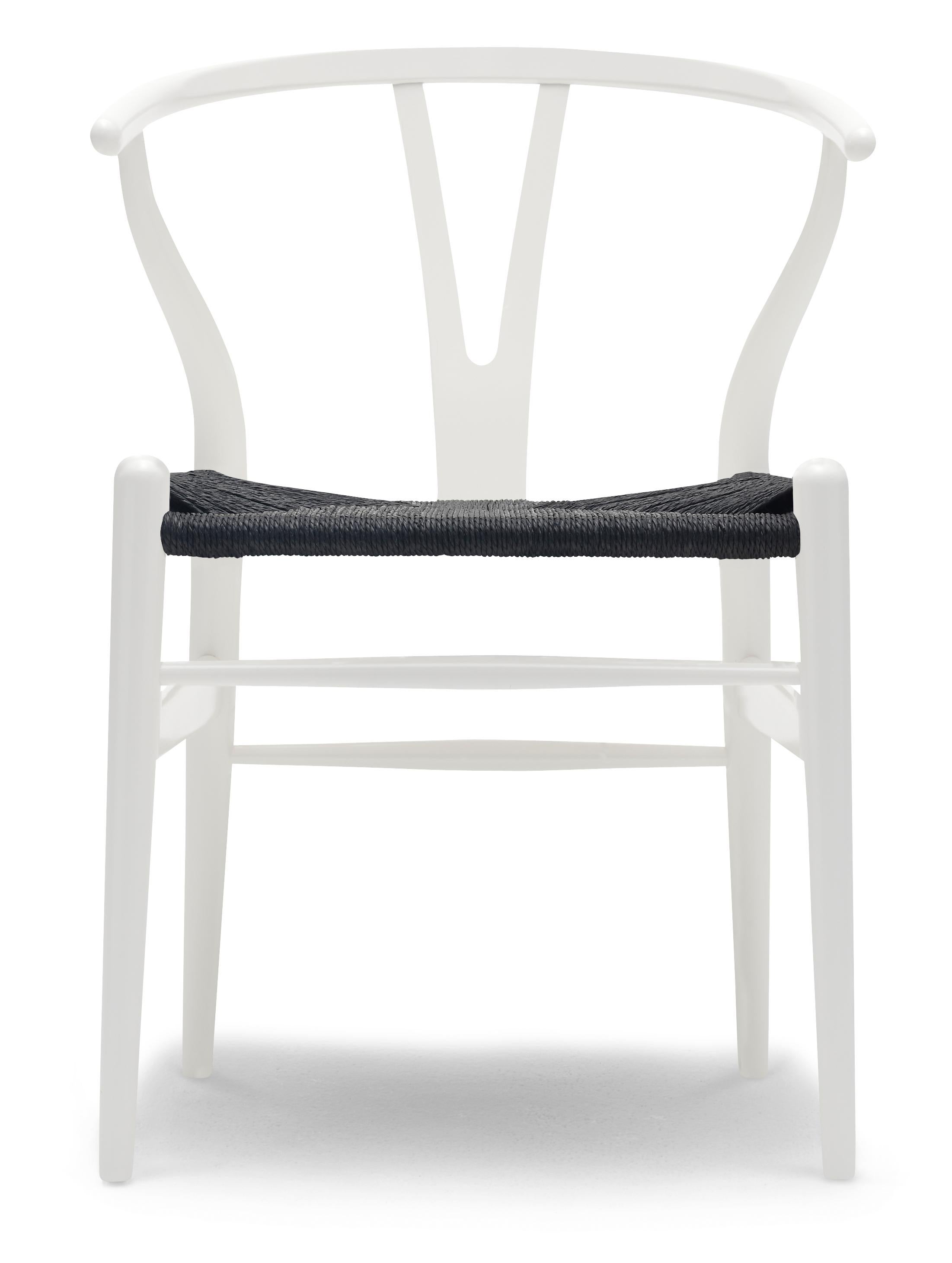 Beige (NCS S0502-Y) CH24 Wishbone Chair in Color Finishes with Black Papercord Seat by Hans Wegner