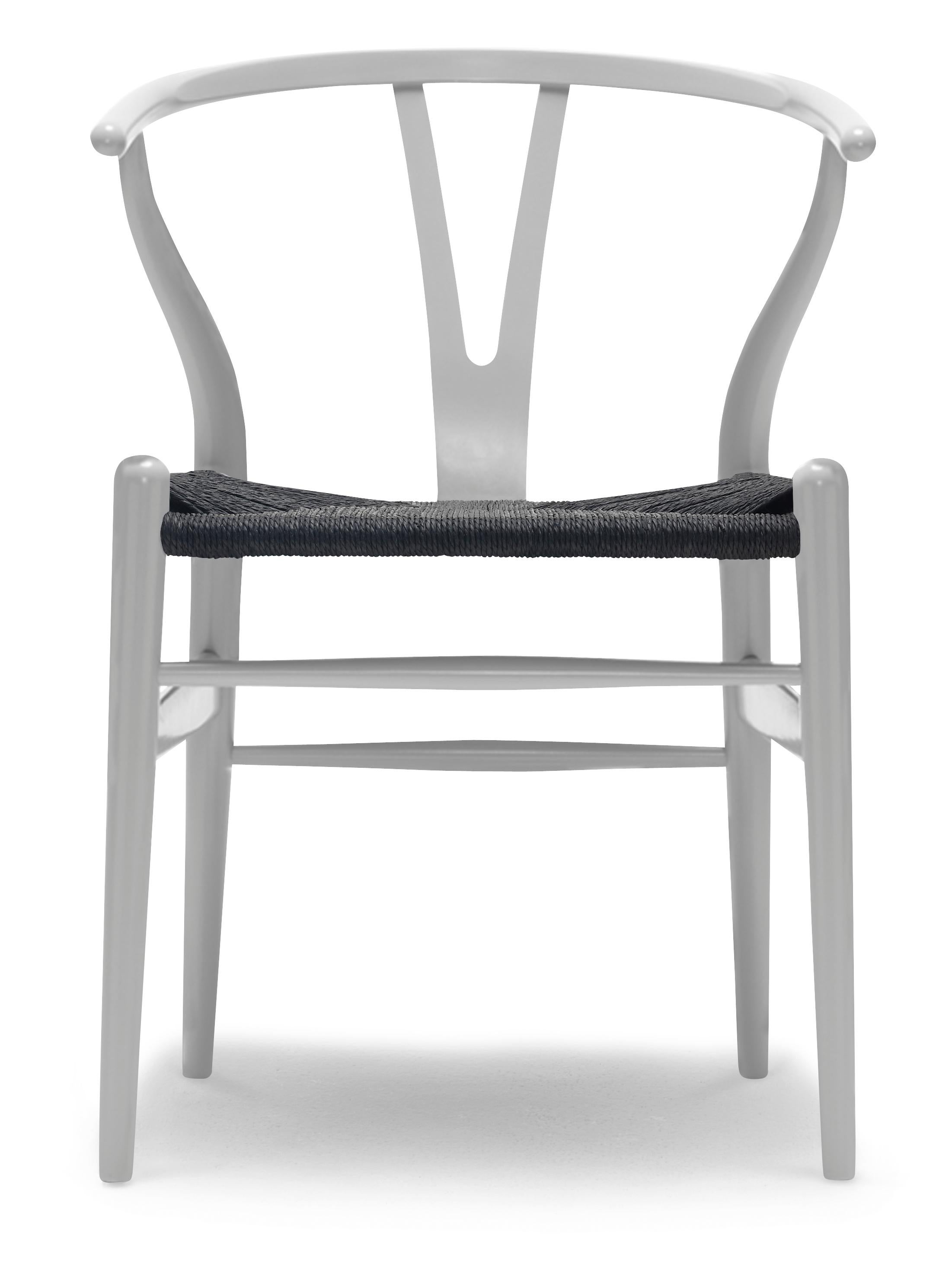 For Sale: Gray (NCS S3502-Y) CH24 Wishbone Chair in Color Finishes with Black Papercord Seat by Hans Wegner