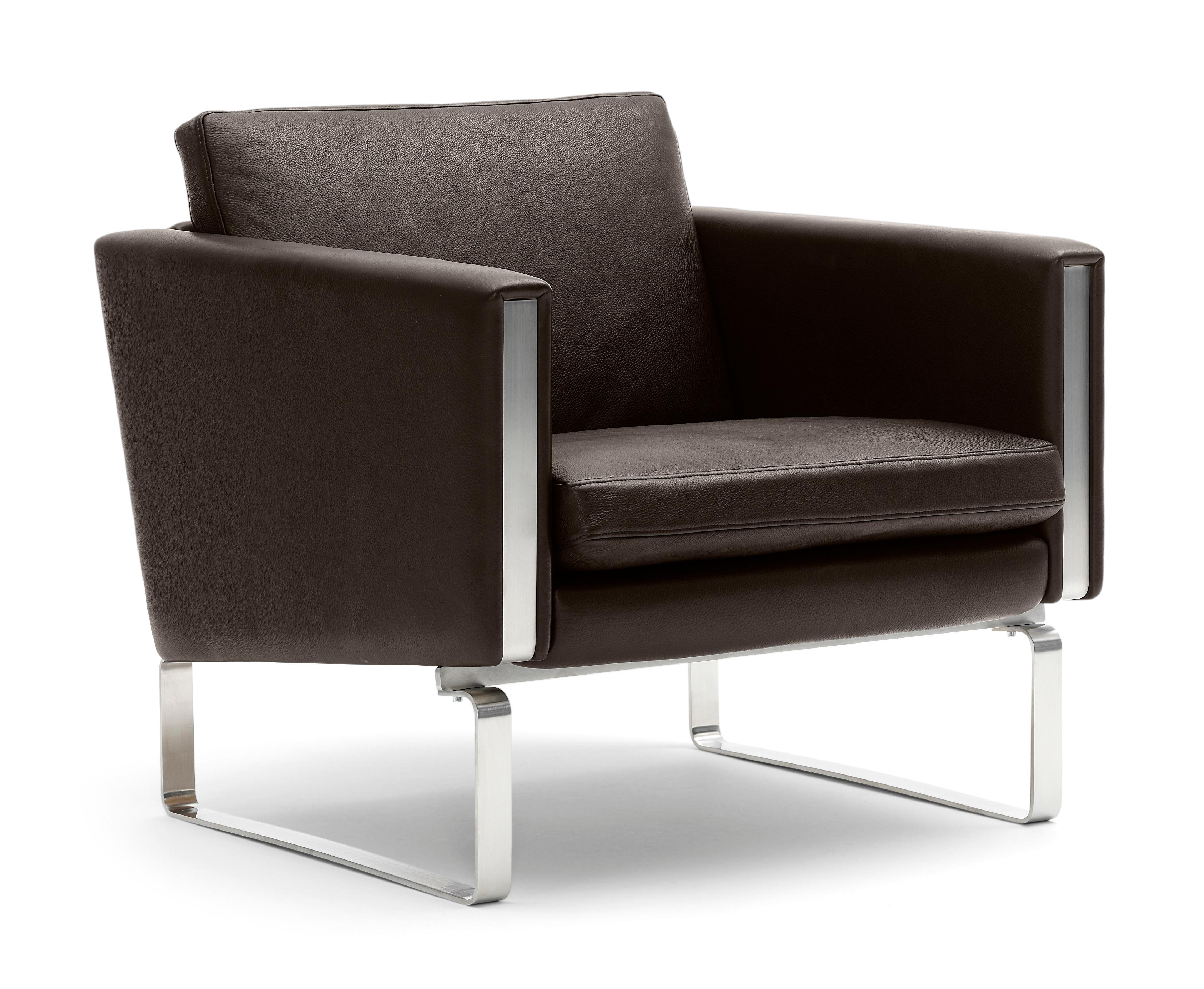 Brown (Thor 306) CH101 Chair in Stainless Steel Frame with Leather Seat by Hans J. Wegner 2